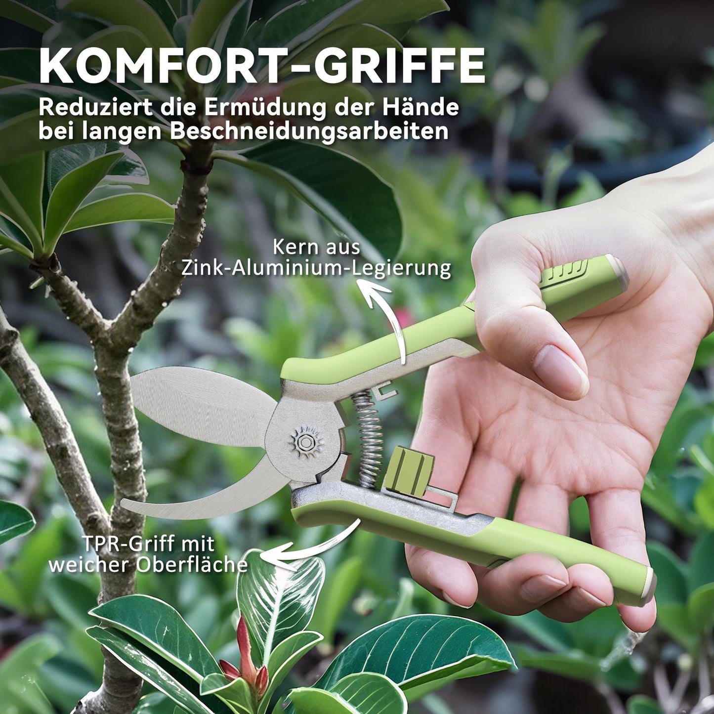 Garden tool set 2 pieces garden tool made of stainless steel garden tools with garden shears pruning shears green + silver
