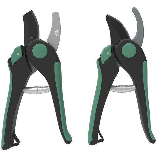 Garden Tool Set – 2 Metal Pruning Shears, Green/Black