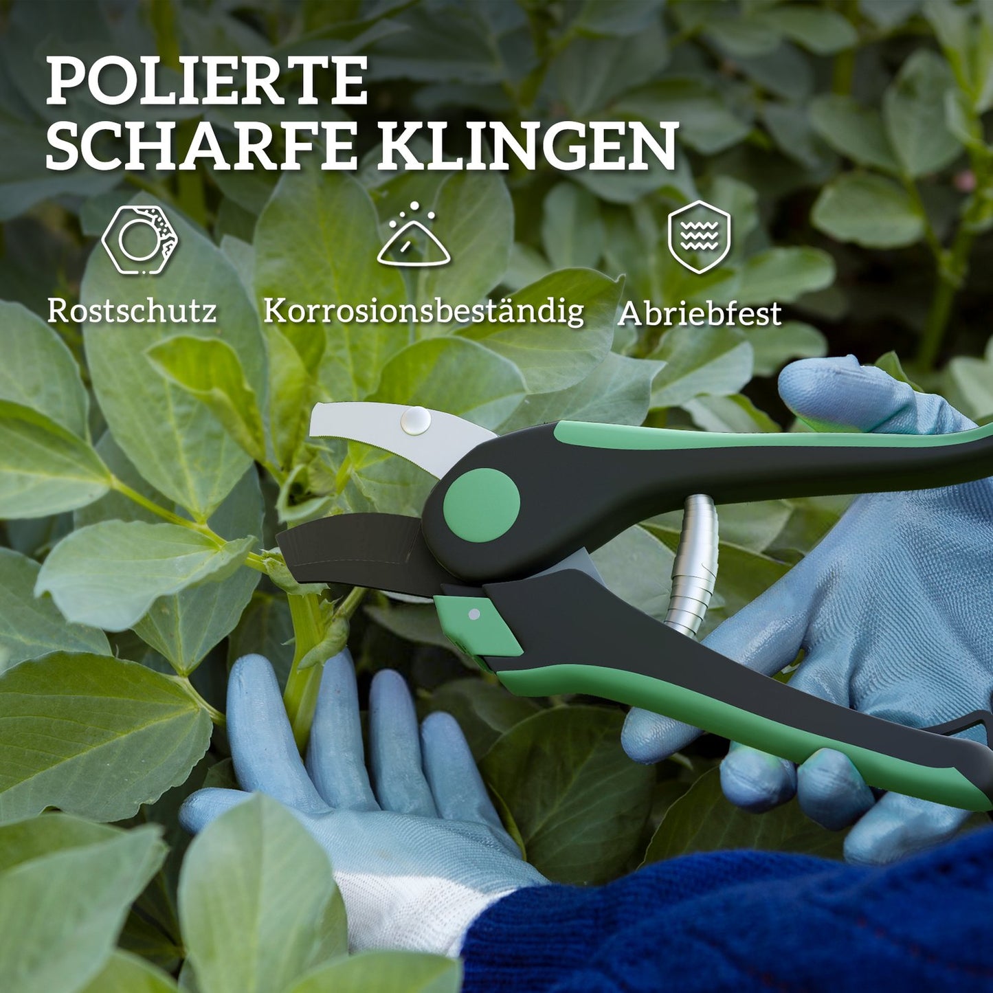 Garden Tool Set – 2 Metal Pruning Shears, Green/Black