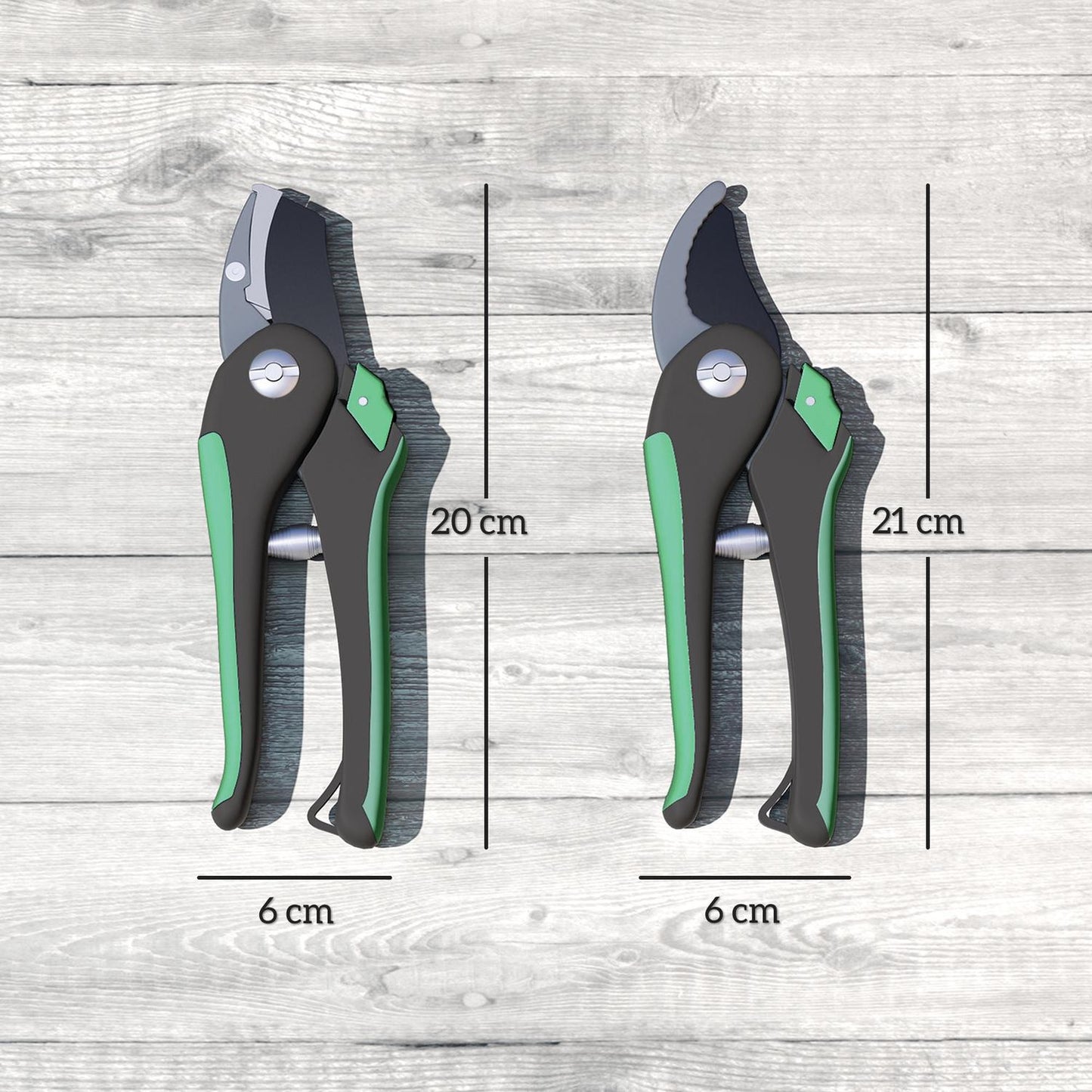 Garden Tool Set – 2 Metal Pruning Shears, Green/Black
