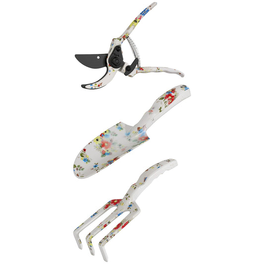 Garden tool set 3 pieces garden tool made of metal with flower trowel hand rake garden shears
