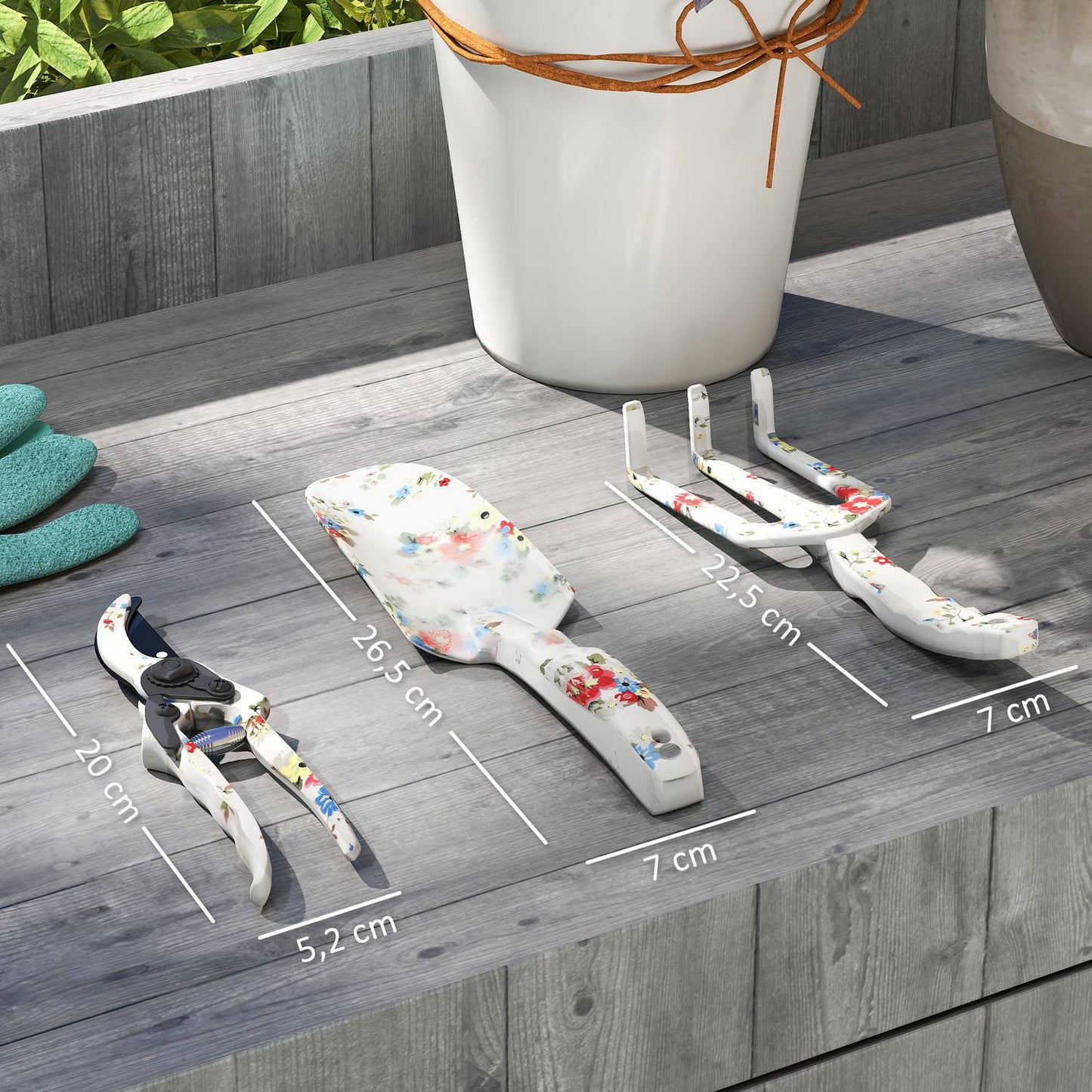 Garden tool set 3 pieces garden tool made of metal with flower trowel hand rake garden shears