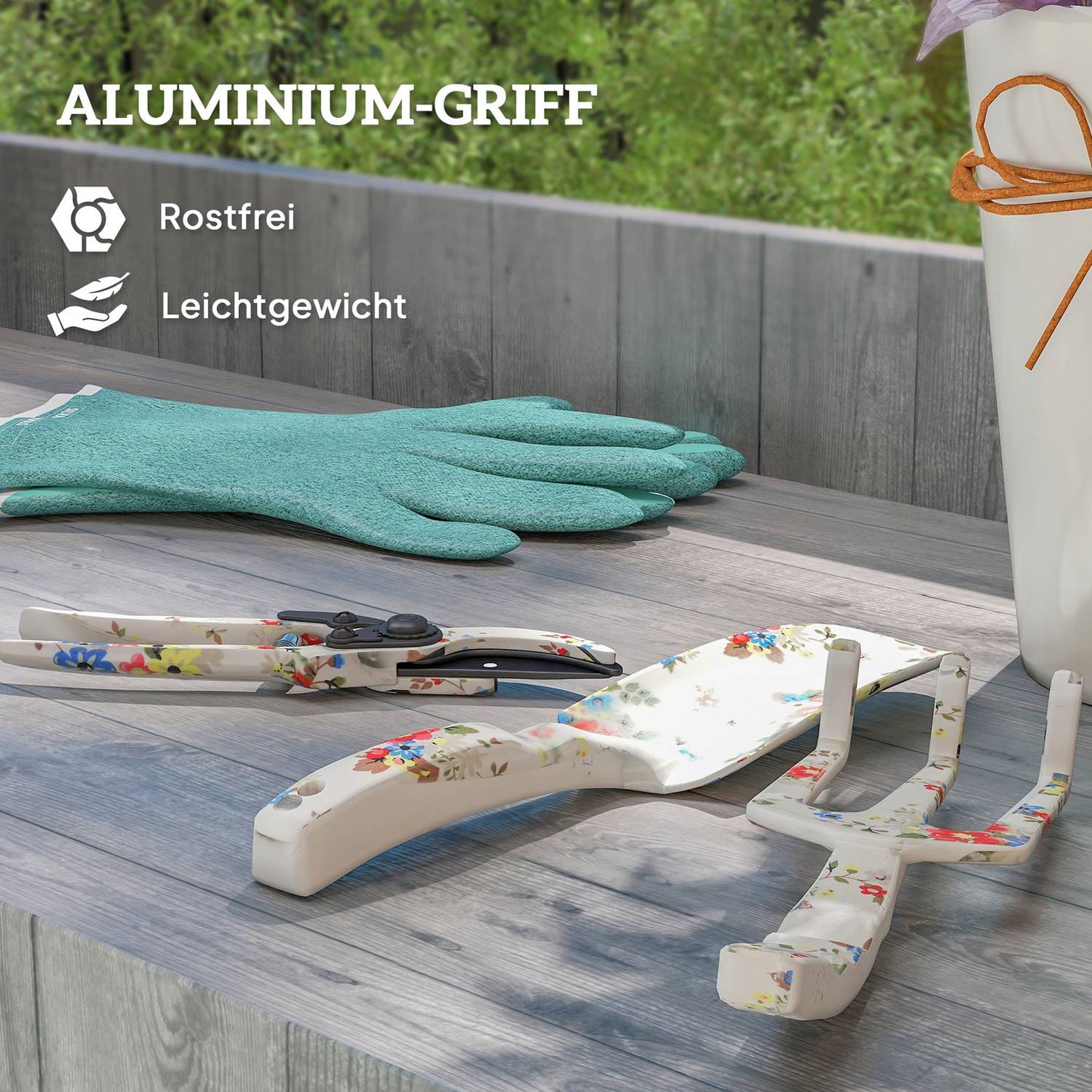 Garden tool set 3 pieces garden tool made of metal with flower trowel hand rake garden shears