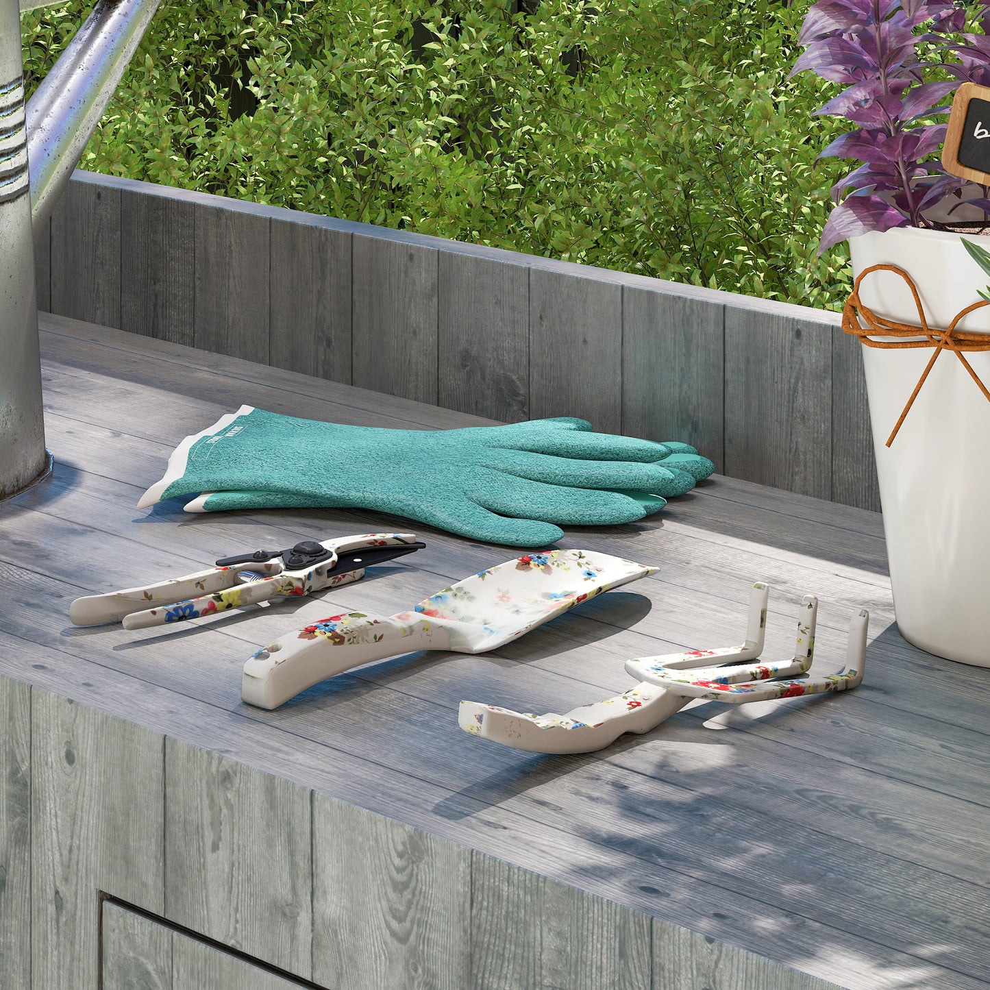 Garden tool set 3 pieces garden tool made of metal with flower trowel hand rake garden shears