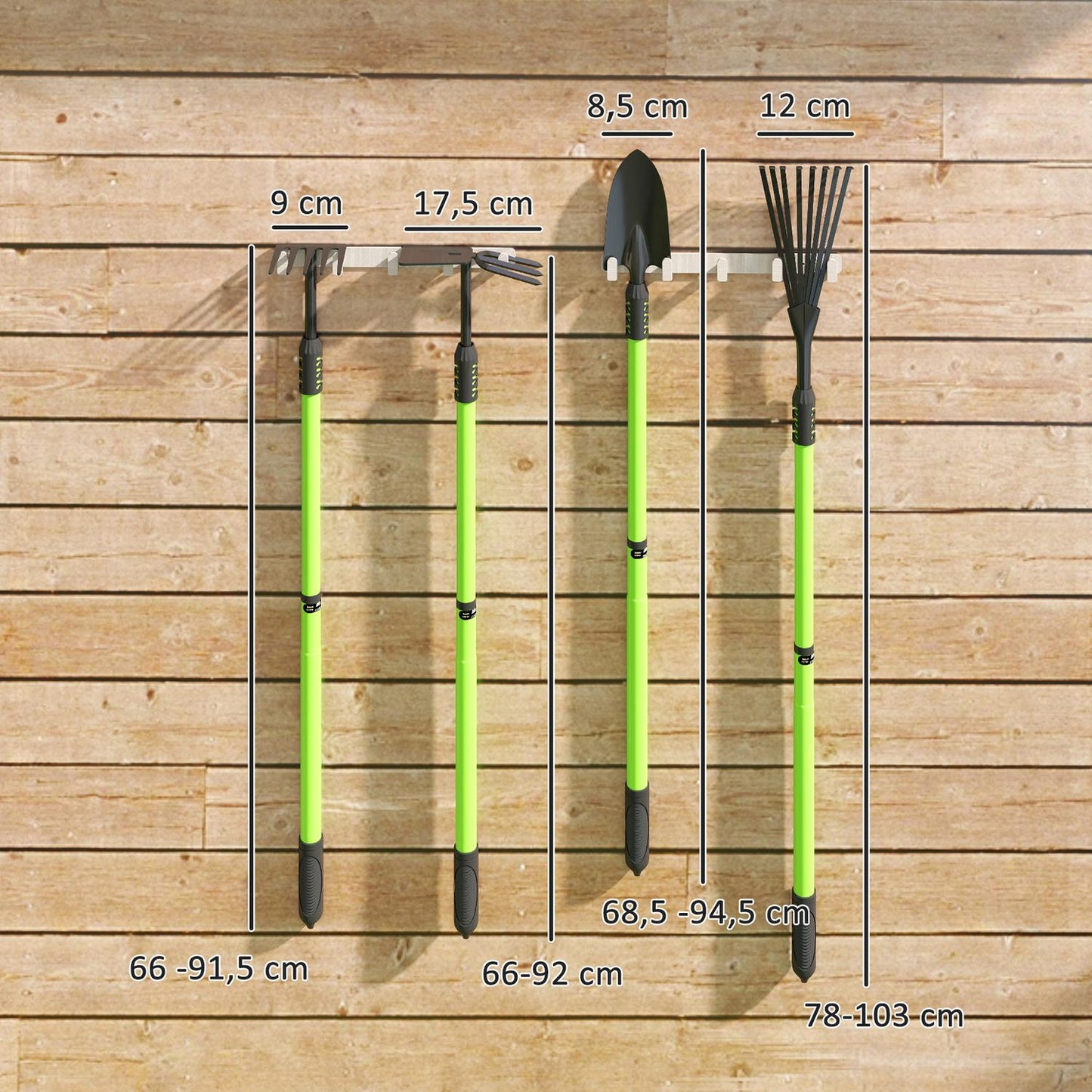 Garden tool set 4 pieces garden tool set with shovel garden hoe garden rake leaf rake green