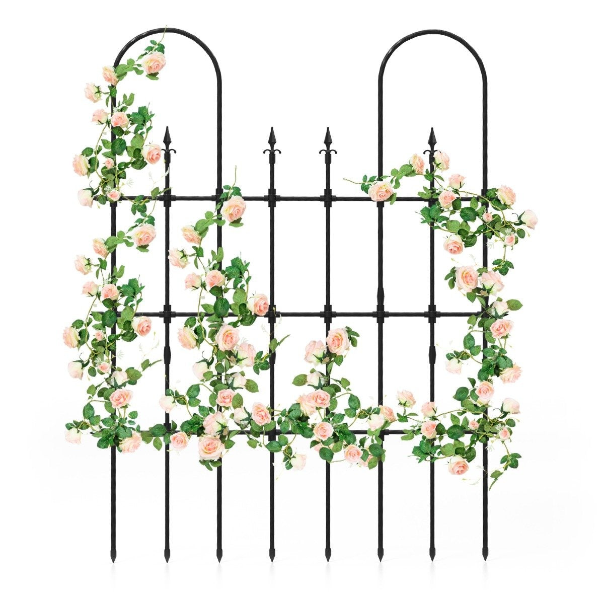 Garden trellis for climbing plants. Rustproof metal plant support frame for raised beds