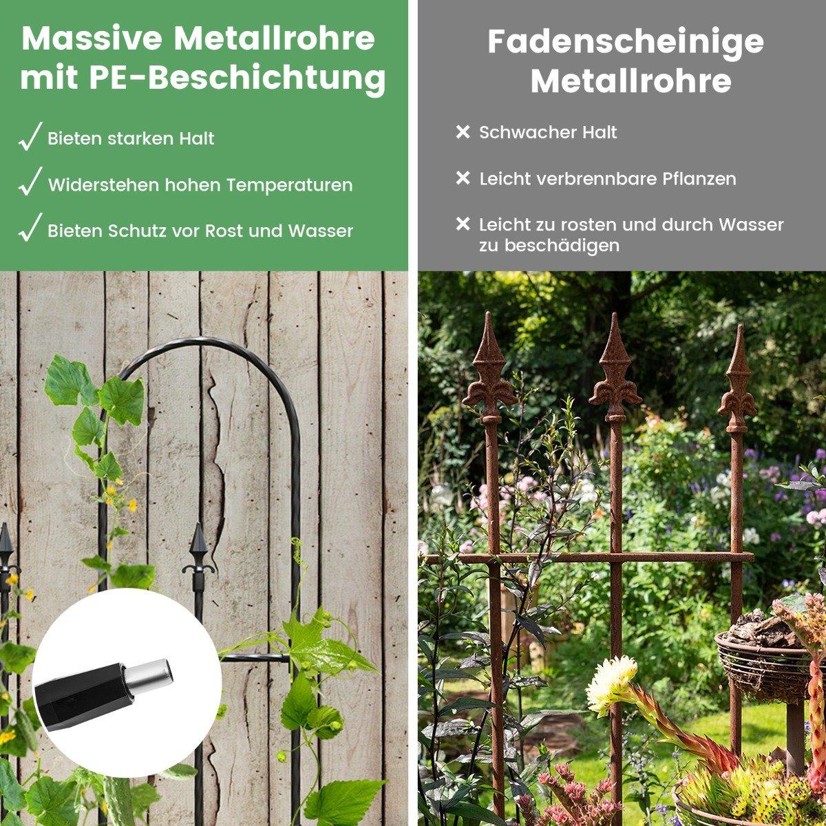 Garden trellis for climbing plants. Rustproof metal plant support frame for raised beds