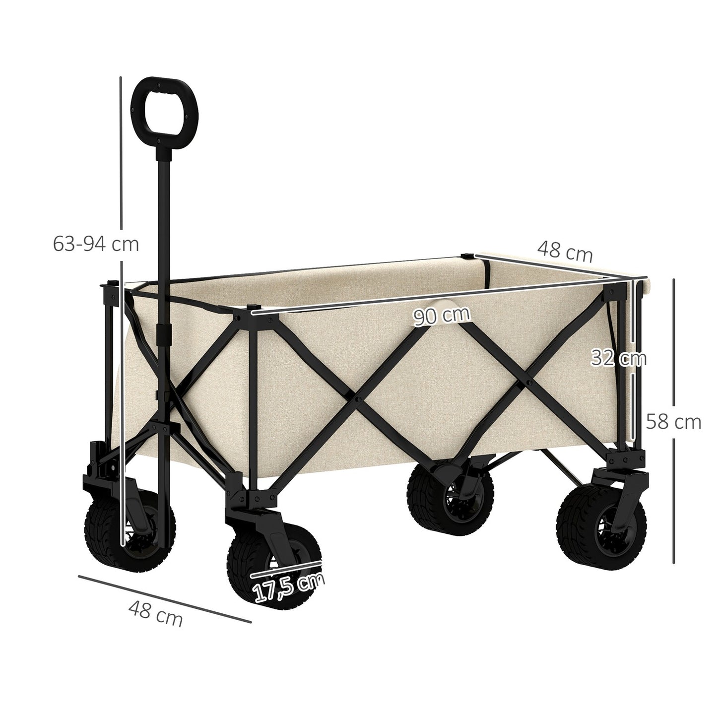 Collapsible garden trolley, 100 kg capacity, removable lid