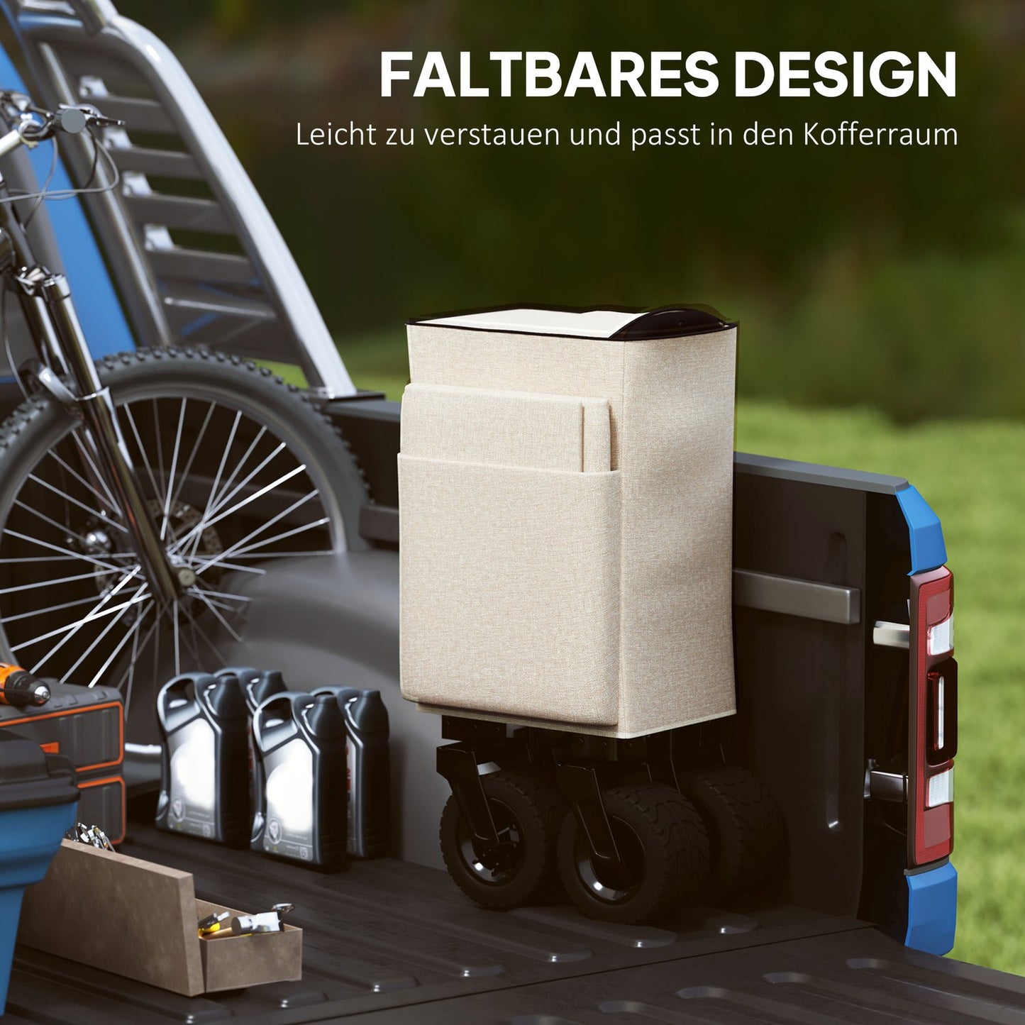 Collapsible garden trolley, 100 kg capacity, removable lid
