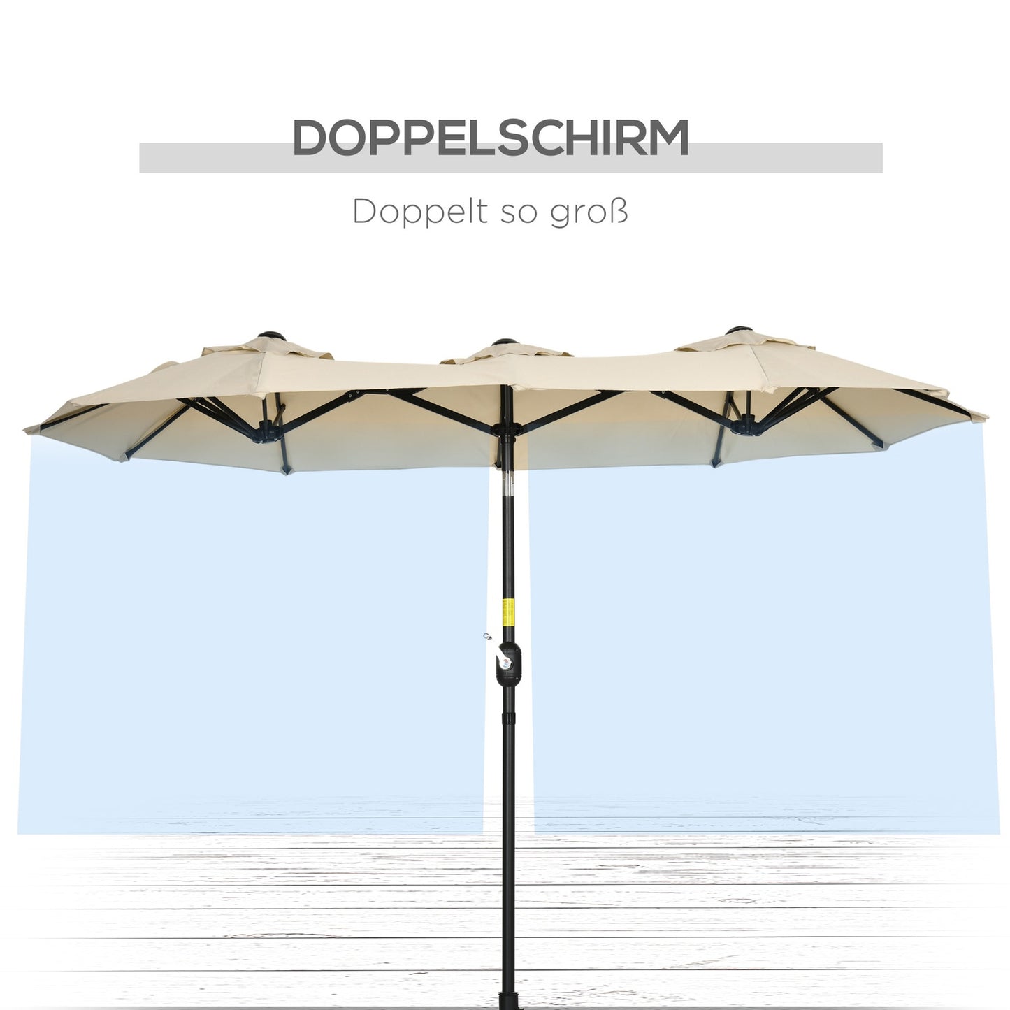 Garden Market Umbrella, 285x147cm, Tilt & Wind Roof