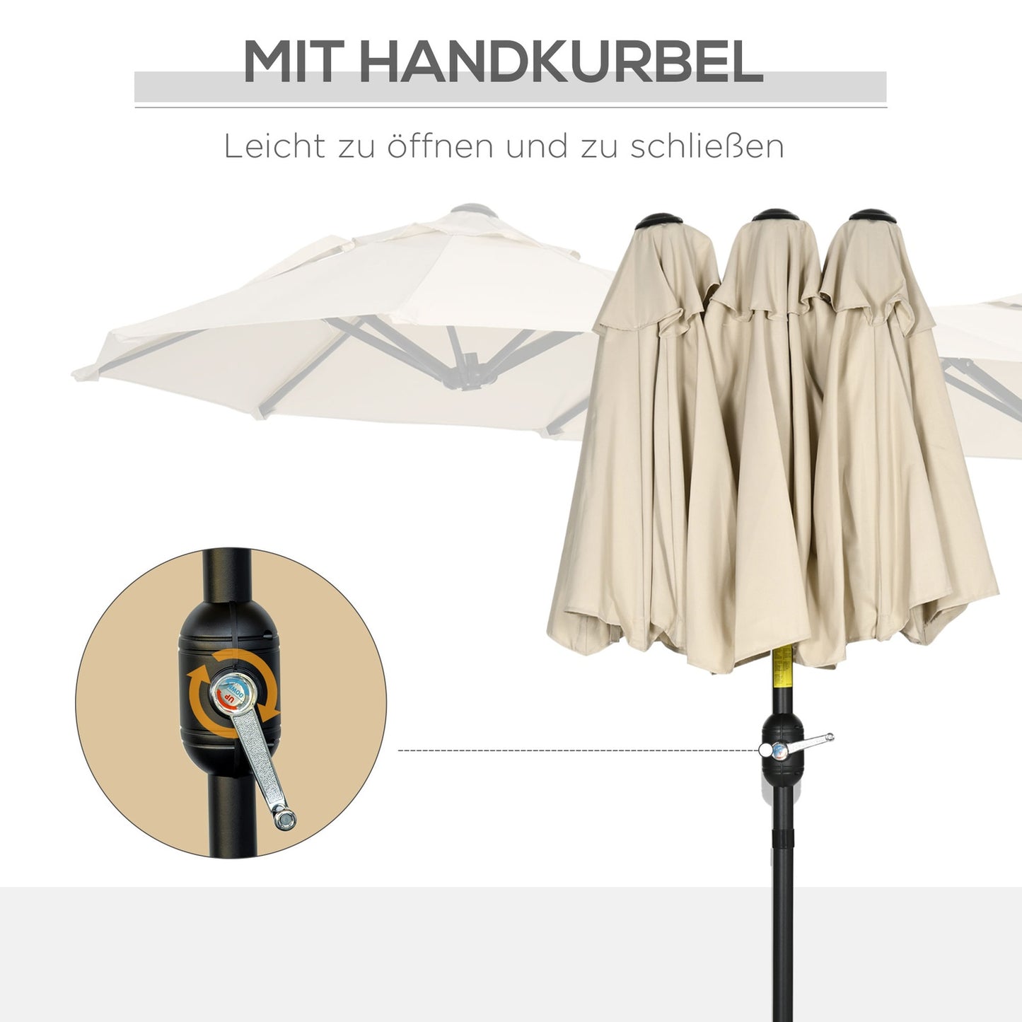 Garden Market Umbrella, 285x147cm, Tilt & Wind Roof