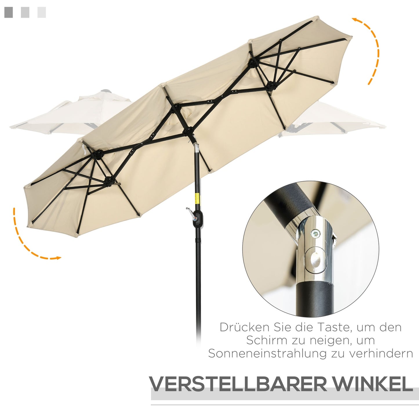 Garden Market Umbrella, 285x147cm, Tilt & Wind Roof