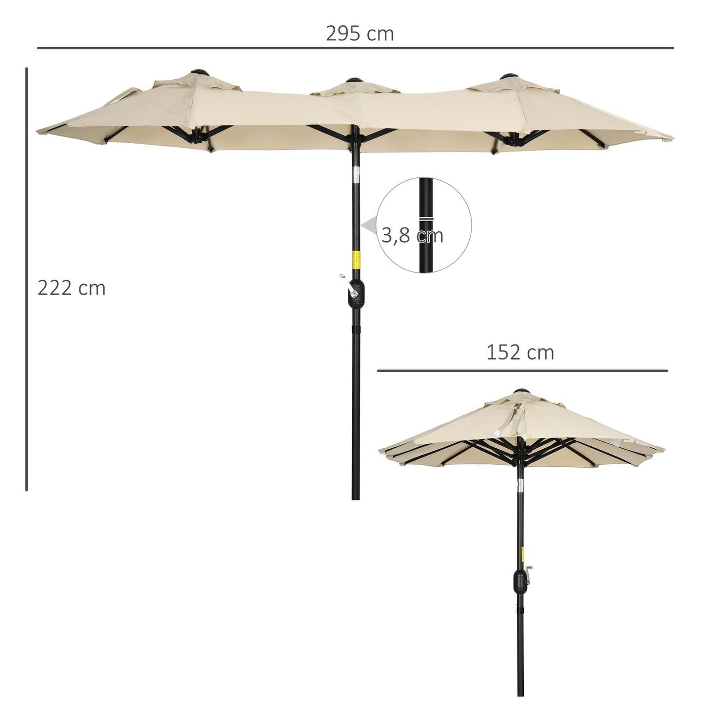 Garden Market Umbrella, 285x147cm, Tilt & Wind Roof