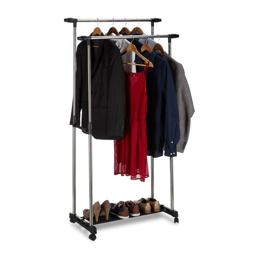 Garment Rack with 2 Rails on Wheels