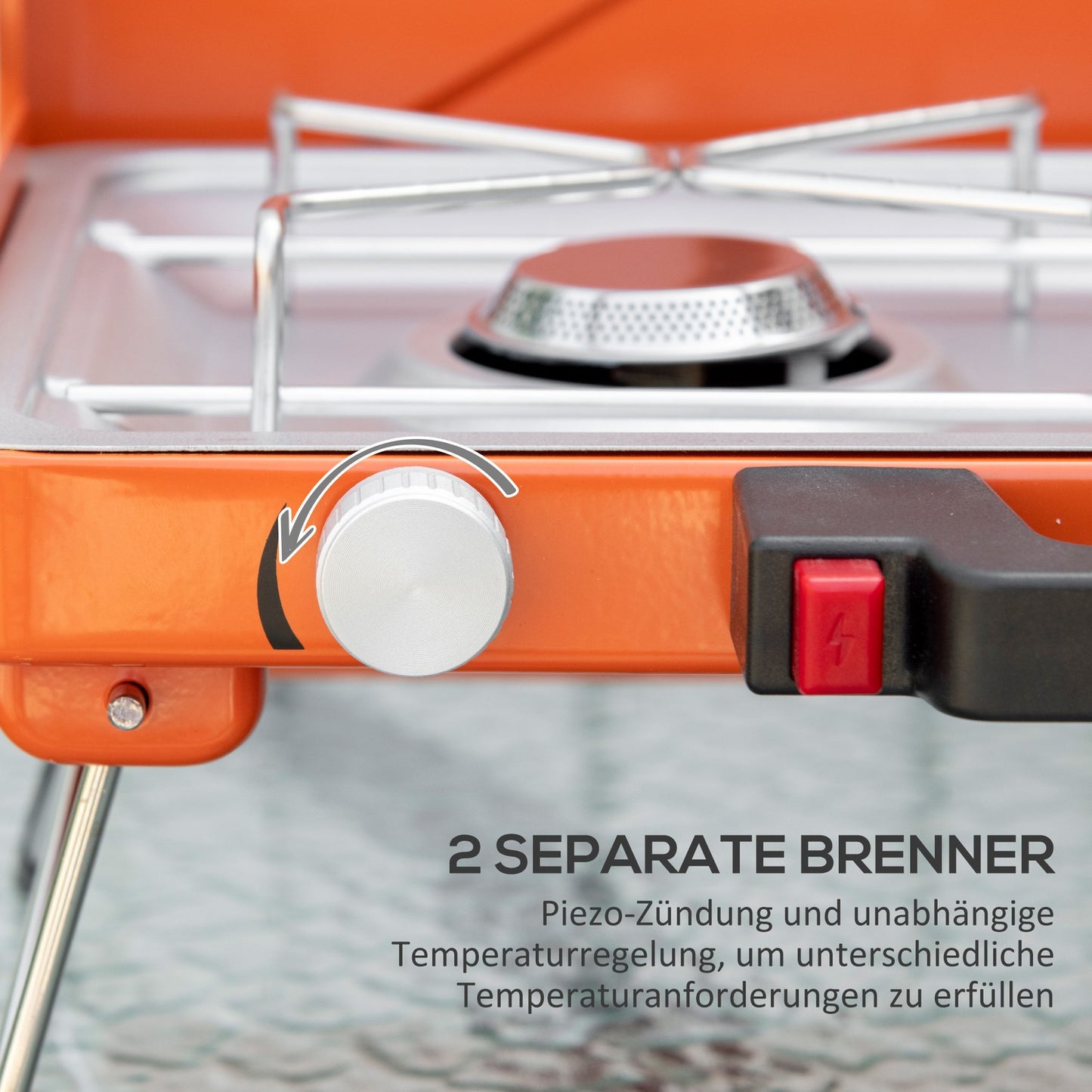 Gas grill with 2 burners in stainless steel, collapsible with hose
