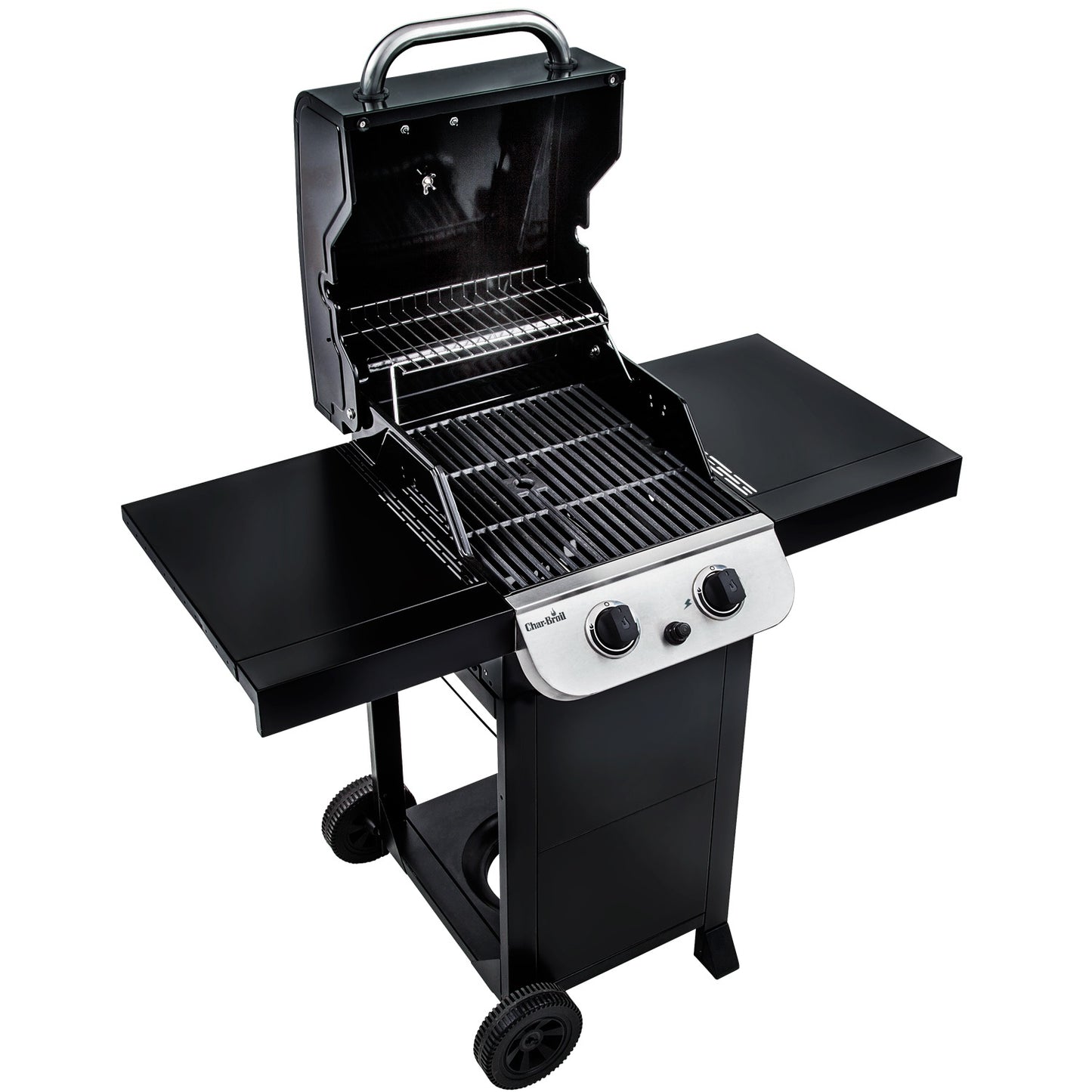 Gas Grill with 2 Burners, Cast Iron Grates, Thermometer