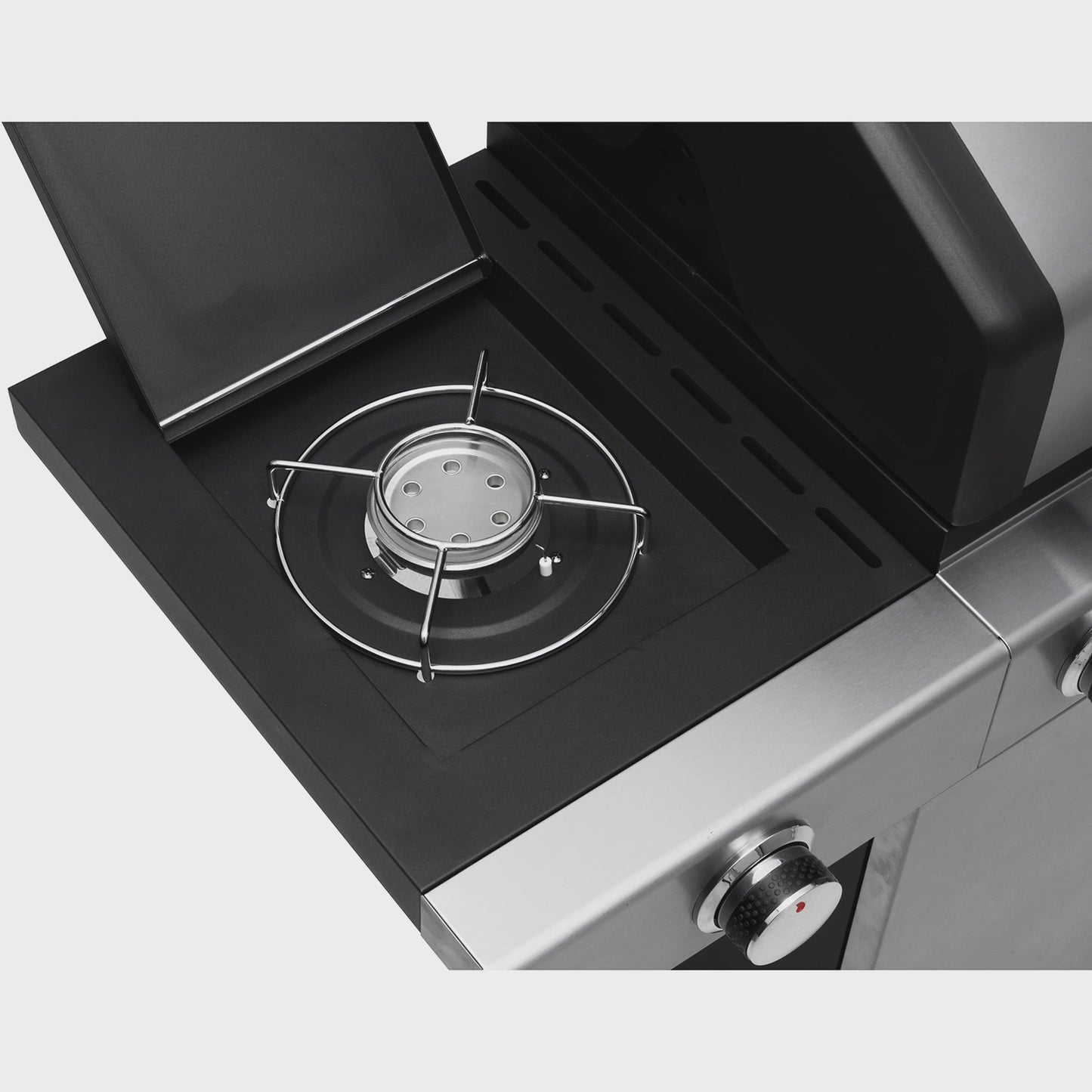 Gas Grill with 4 Burners and Side Burner, 63x38 cm Cooking Area
