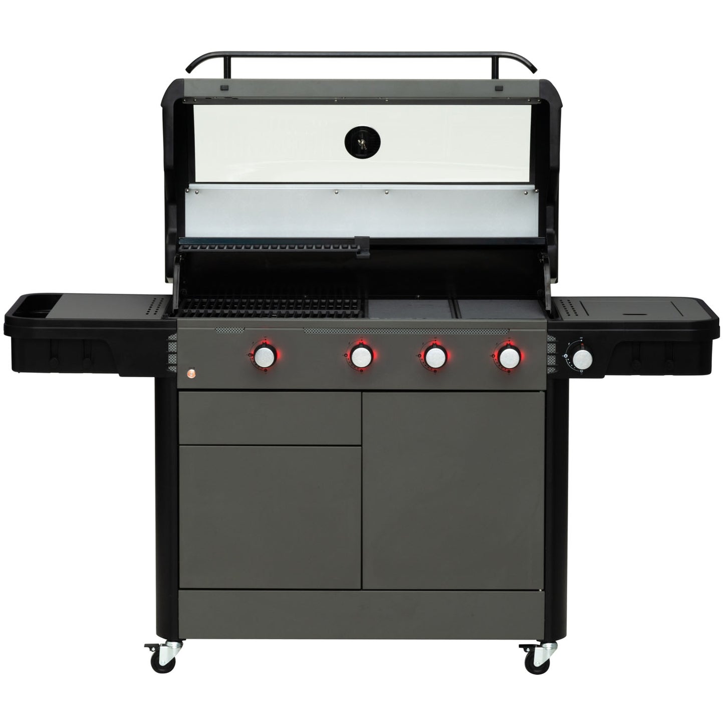 Gas Grill with 4 Burners and Side Burner, 97x48 cm Cooking Area