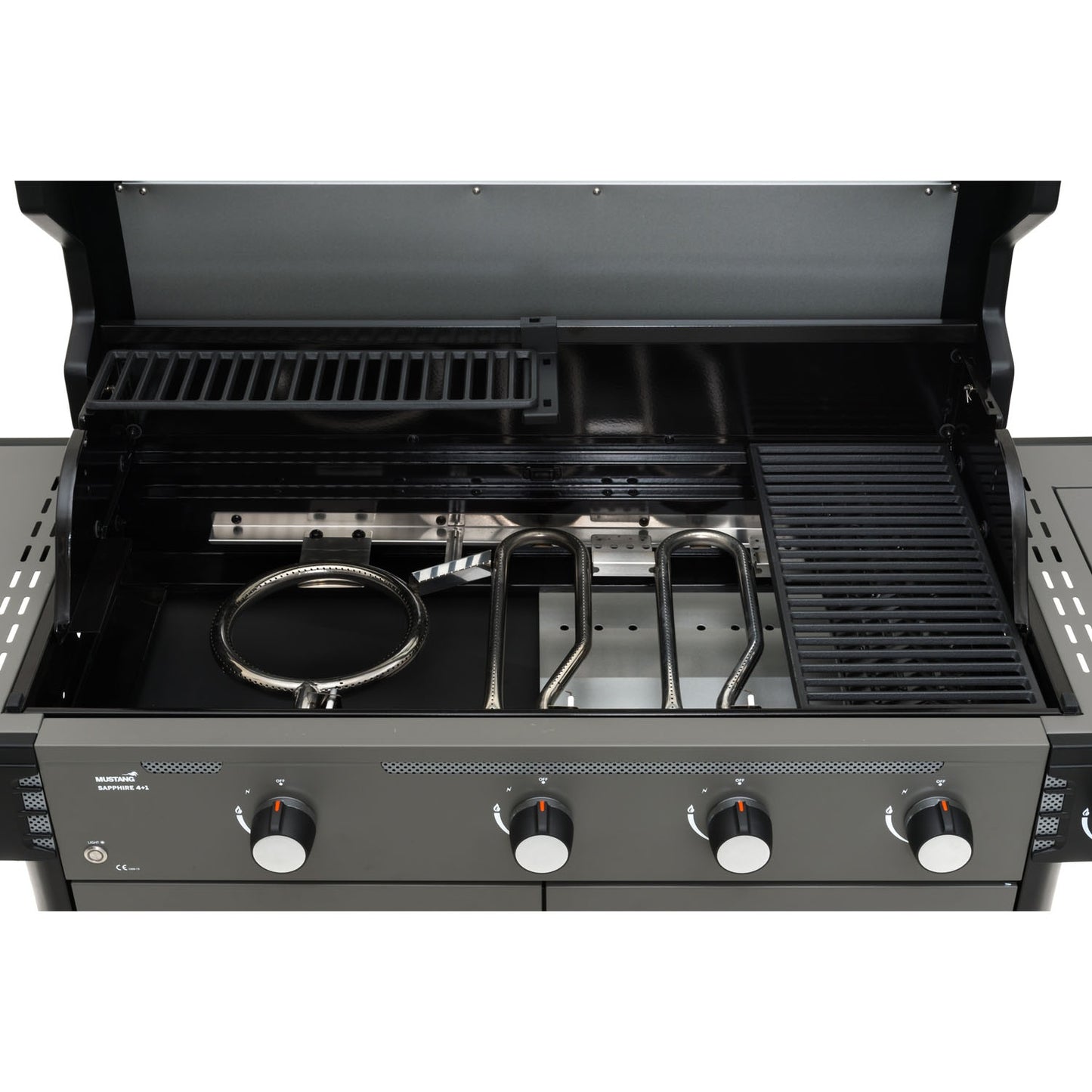 Gas Grill with 4 Burners and Side Burner, 97x48 cm Cooking Area