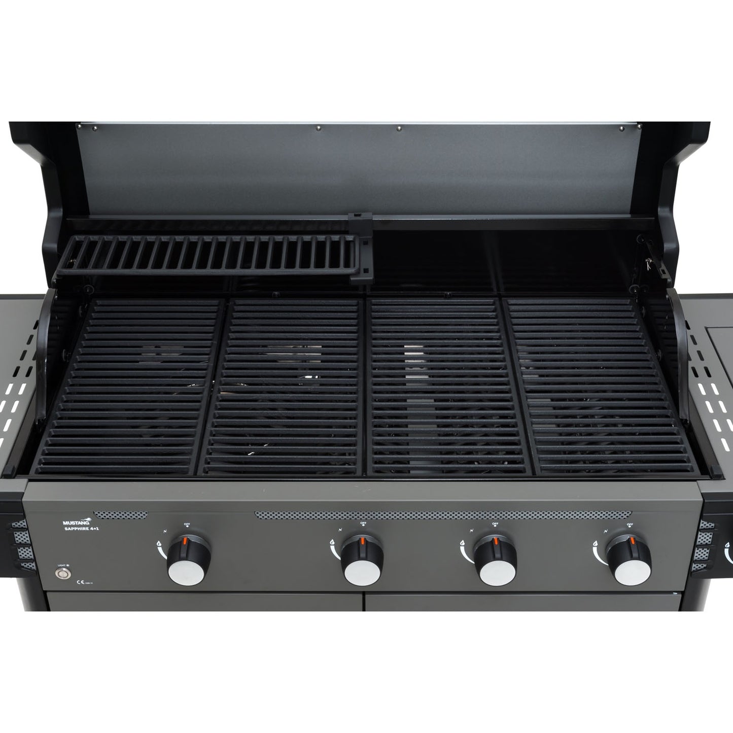 Gas Grill with 4 Burners and Side Burner, 97x48 cm Cooking Area