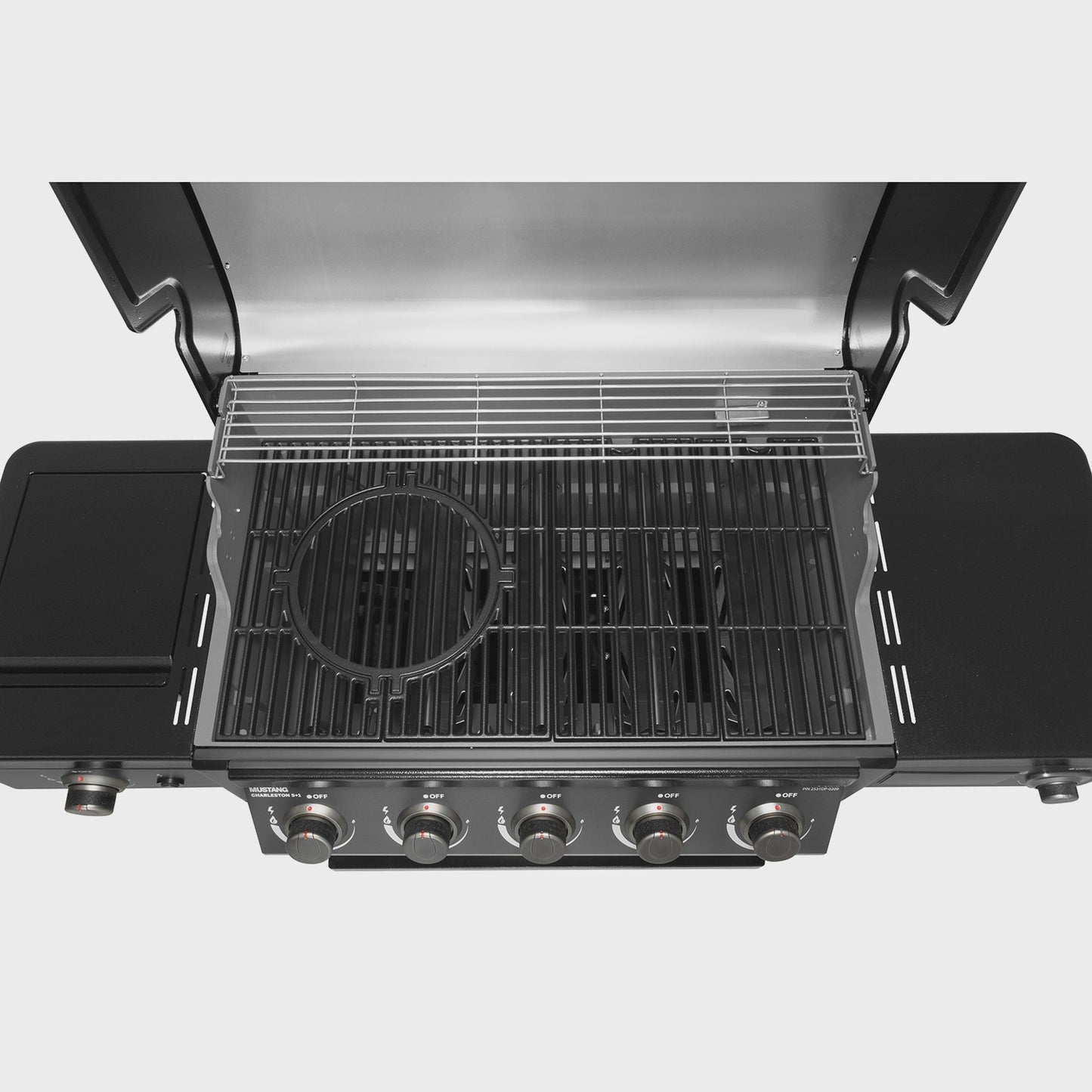 Gas Grill with 5 Burners, Infrared Side Burner, Thermostat