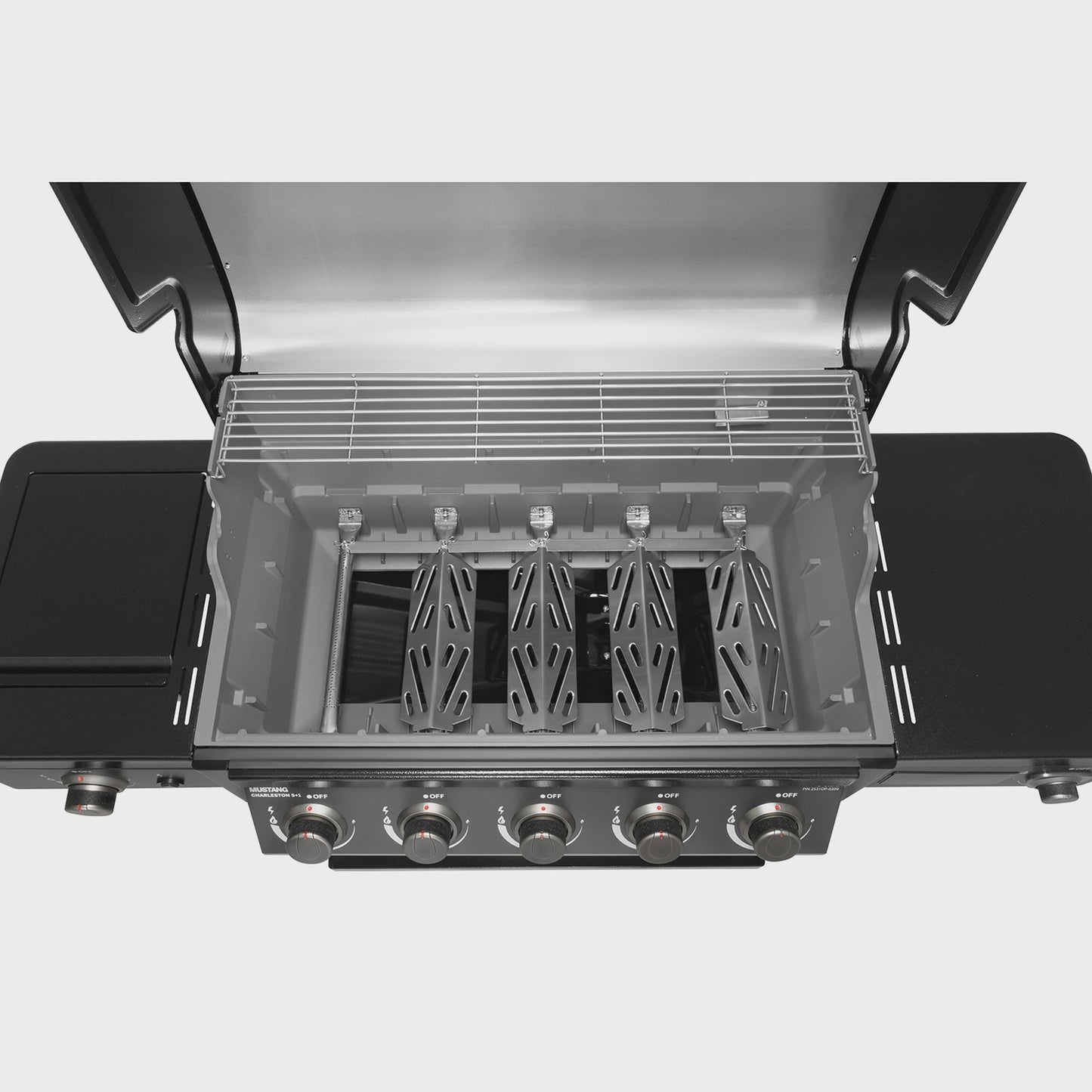 Gas Grill with 5 Burners, Infrared Side Burner, Thermostat