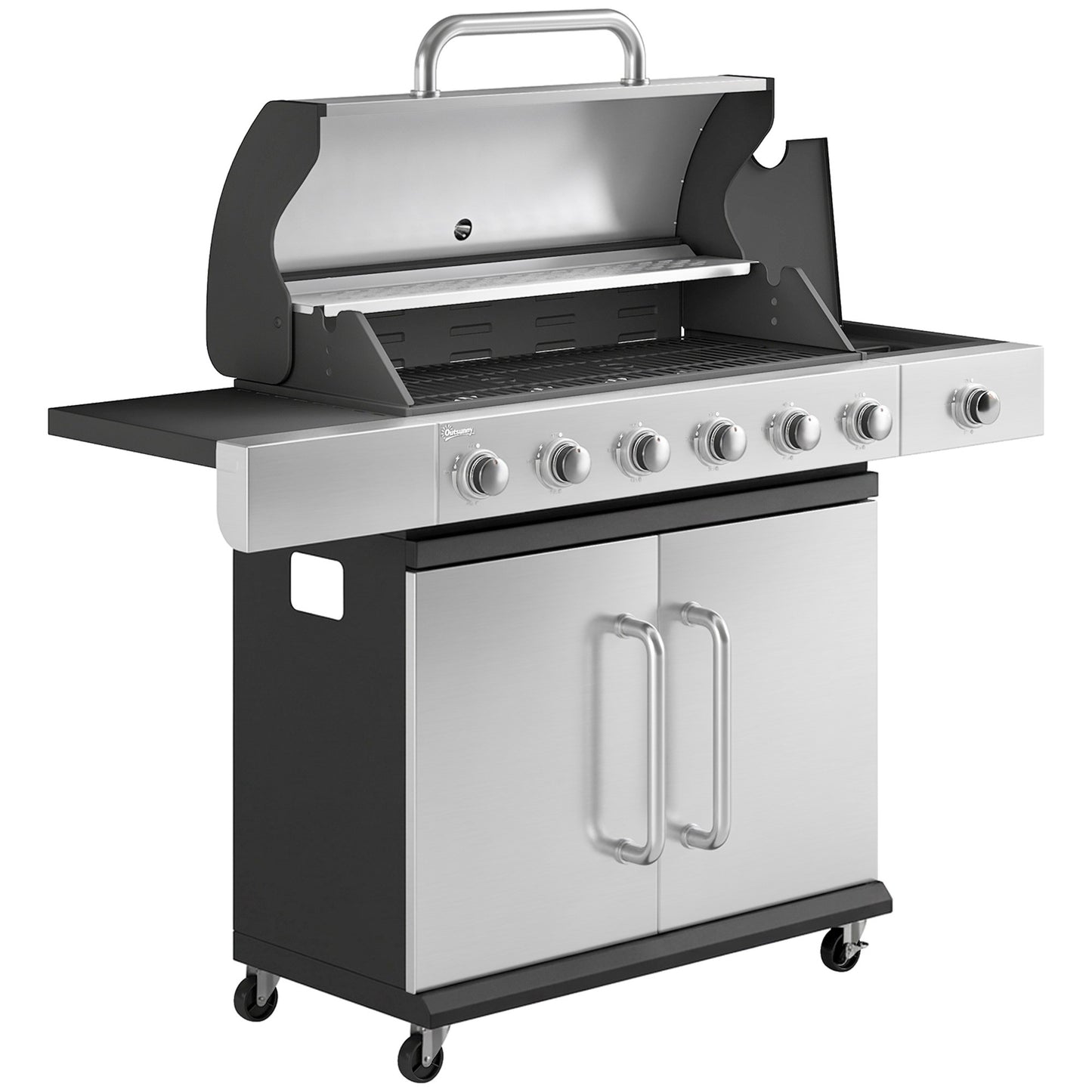 Gas Grill with 7 Burners, Stainless Steel, Large Cooking Area