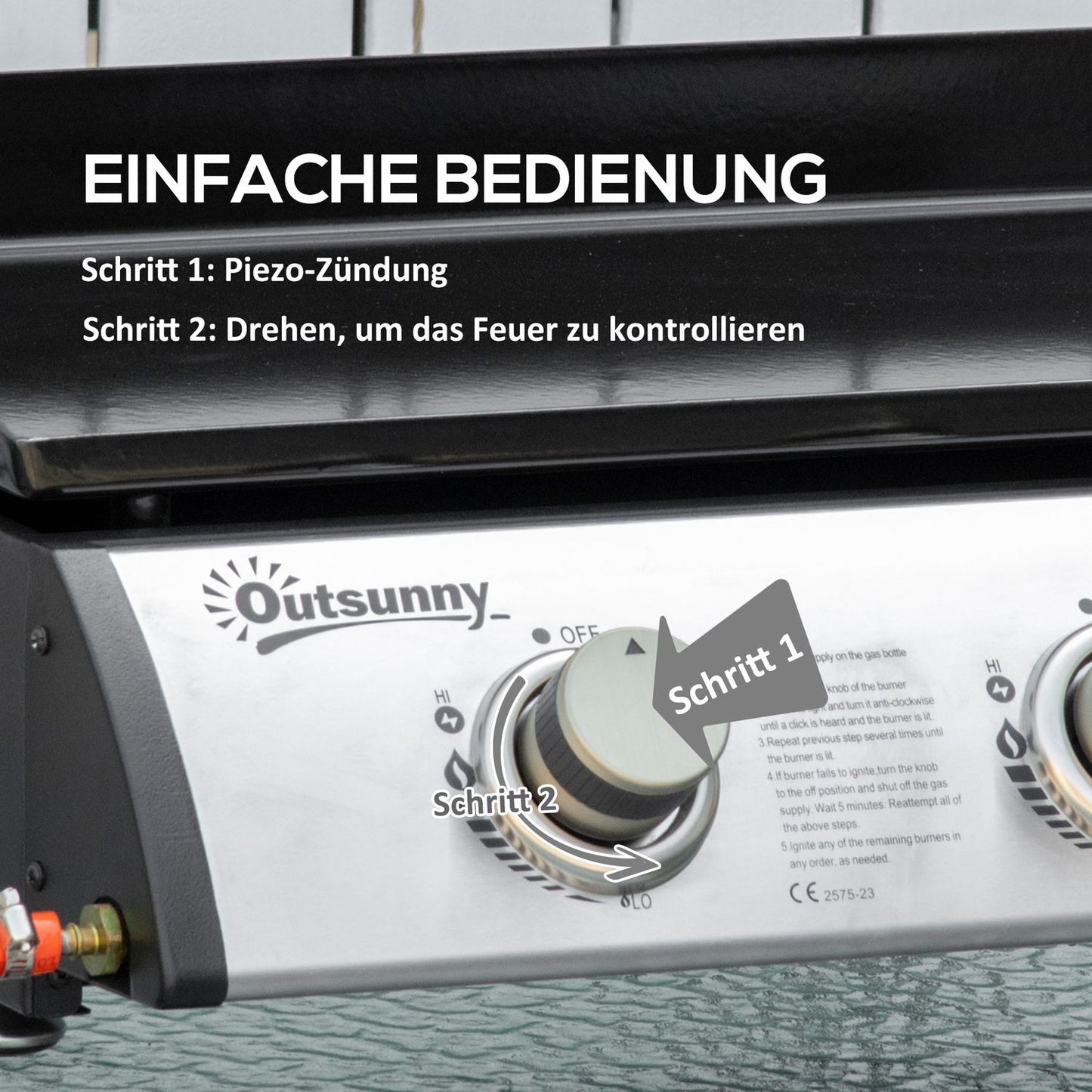 Gas grill with 3 stainless burners, pressure reducer