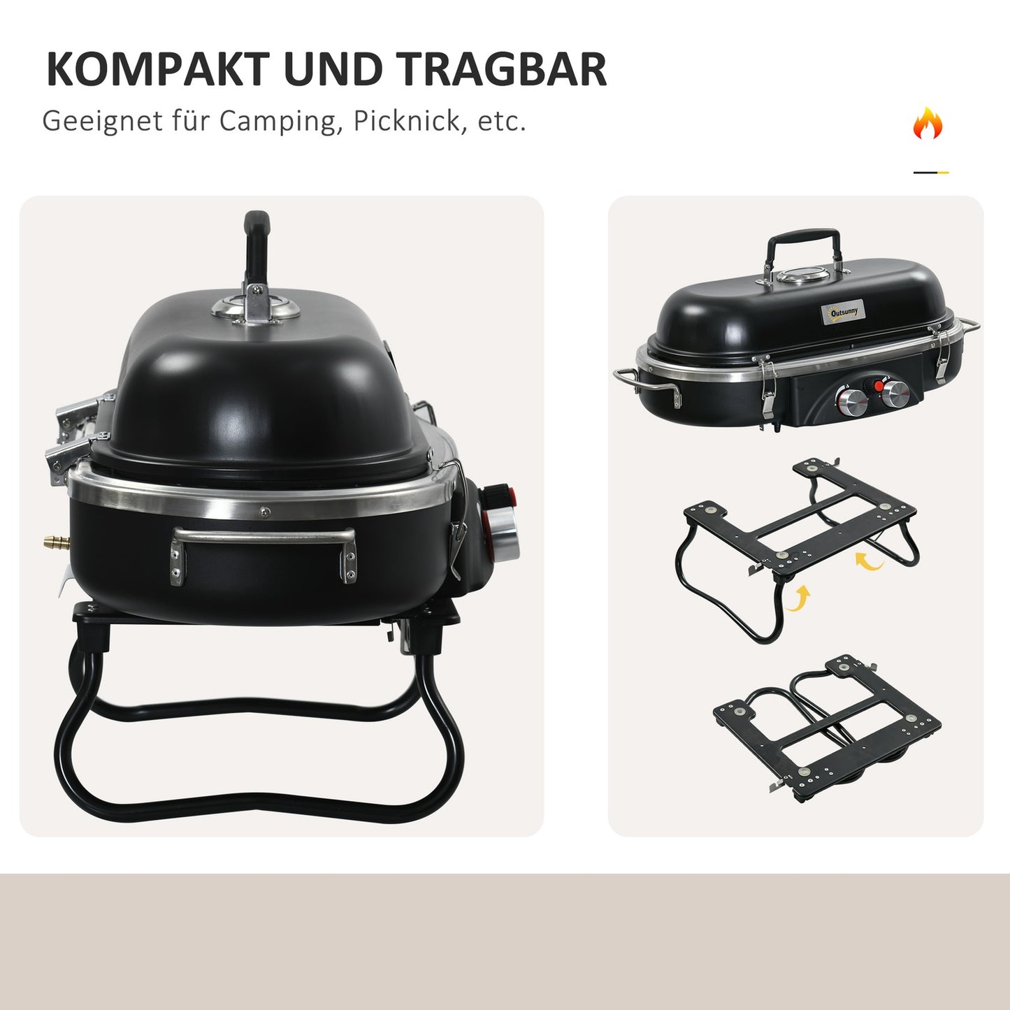 Gas grill 2.34 KW with thermometer and two burners