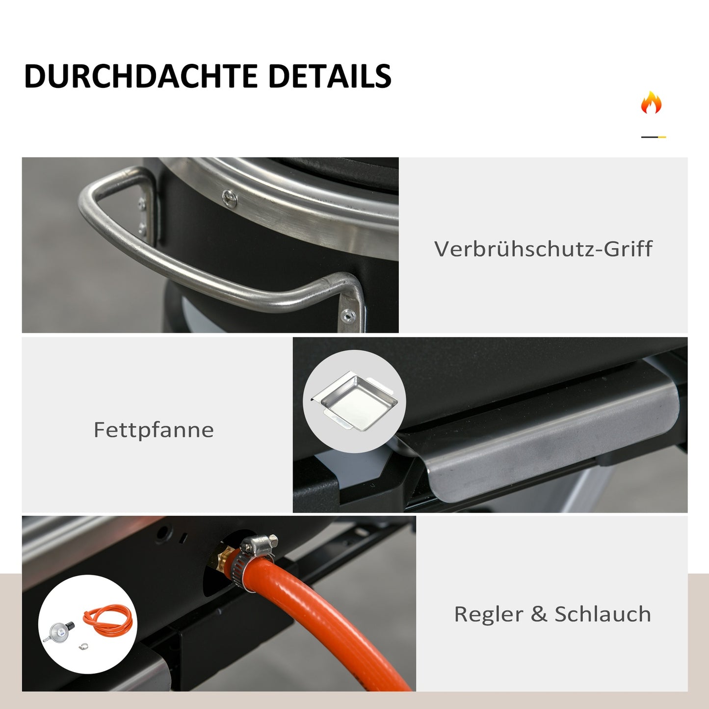 Gas grill BBQ Cart, foldable 2 burners, stainless steel