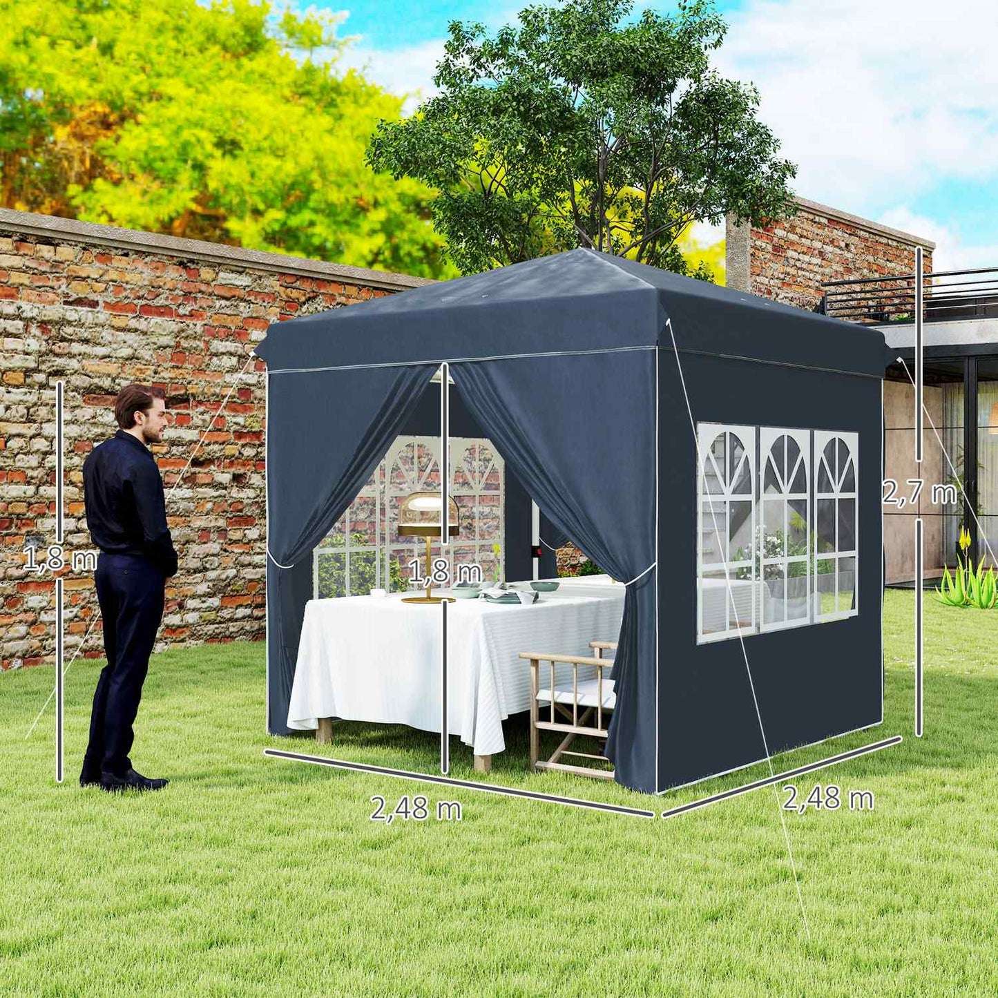 Pop-Up Gazebo, 2.5x2.5m, water-repellent, UV 50+