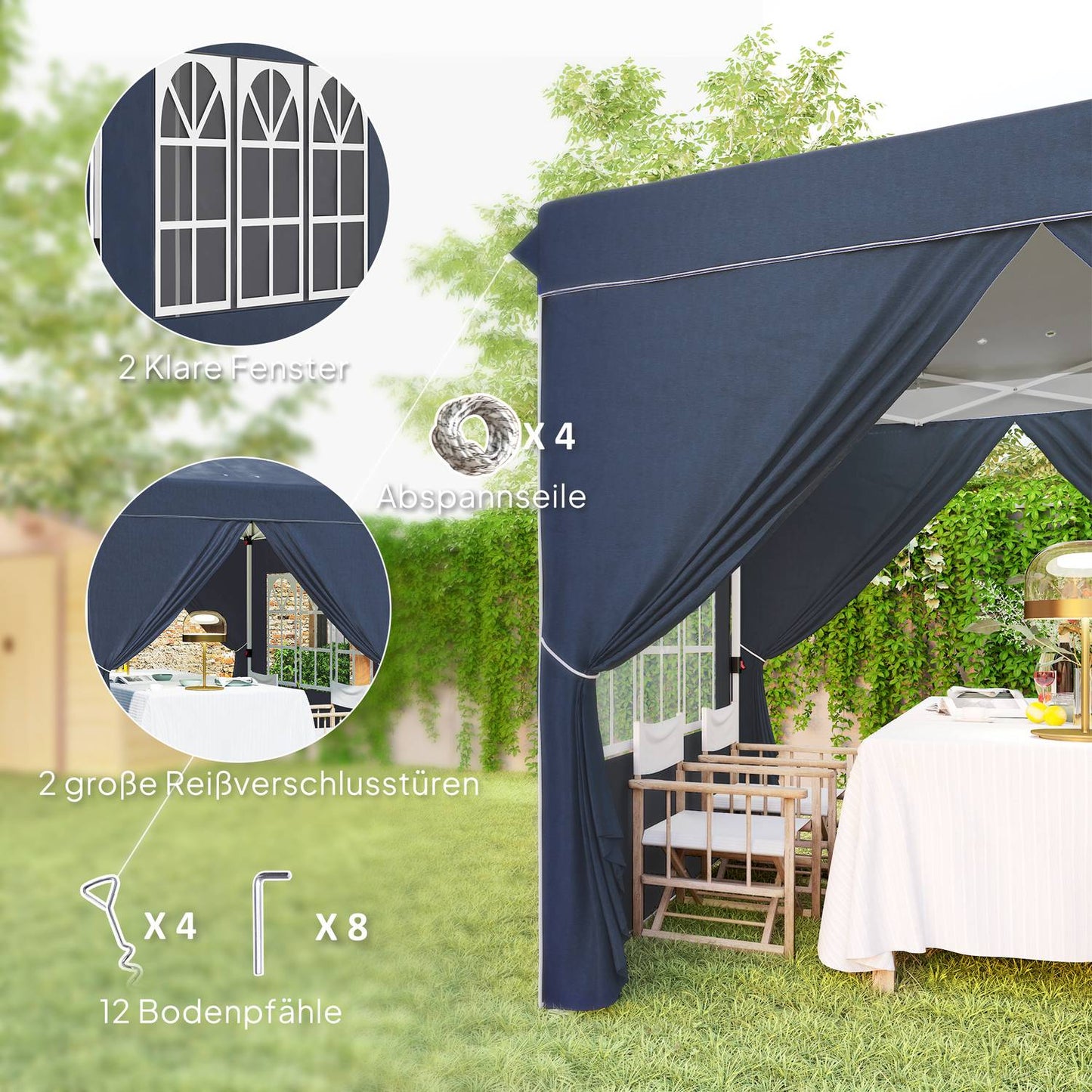 Pop-Up Gazebo, 2.5x2.5m, water-repellent, UV 50+
