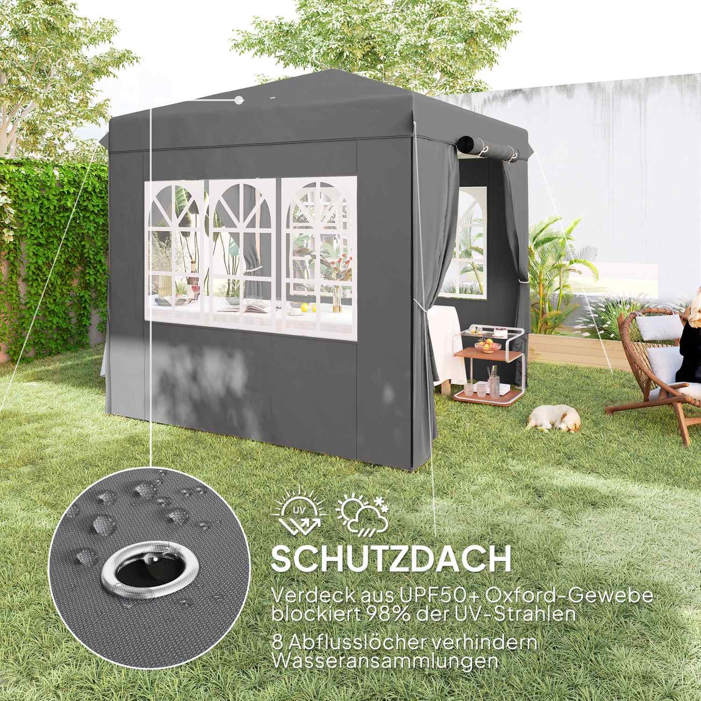 Pop-Up Gazebo 2.5x2.5m, water-resistant, UV50+, dark grey