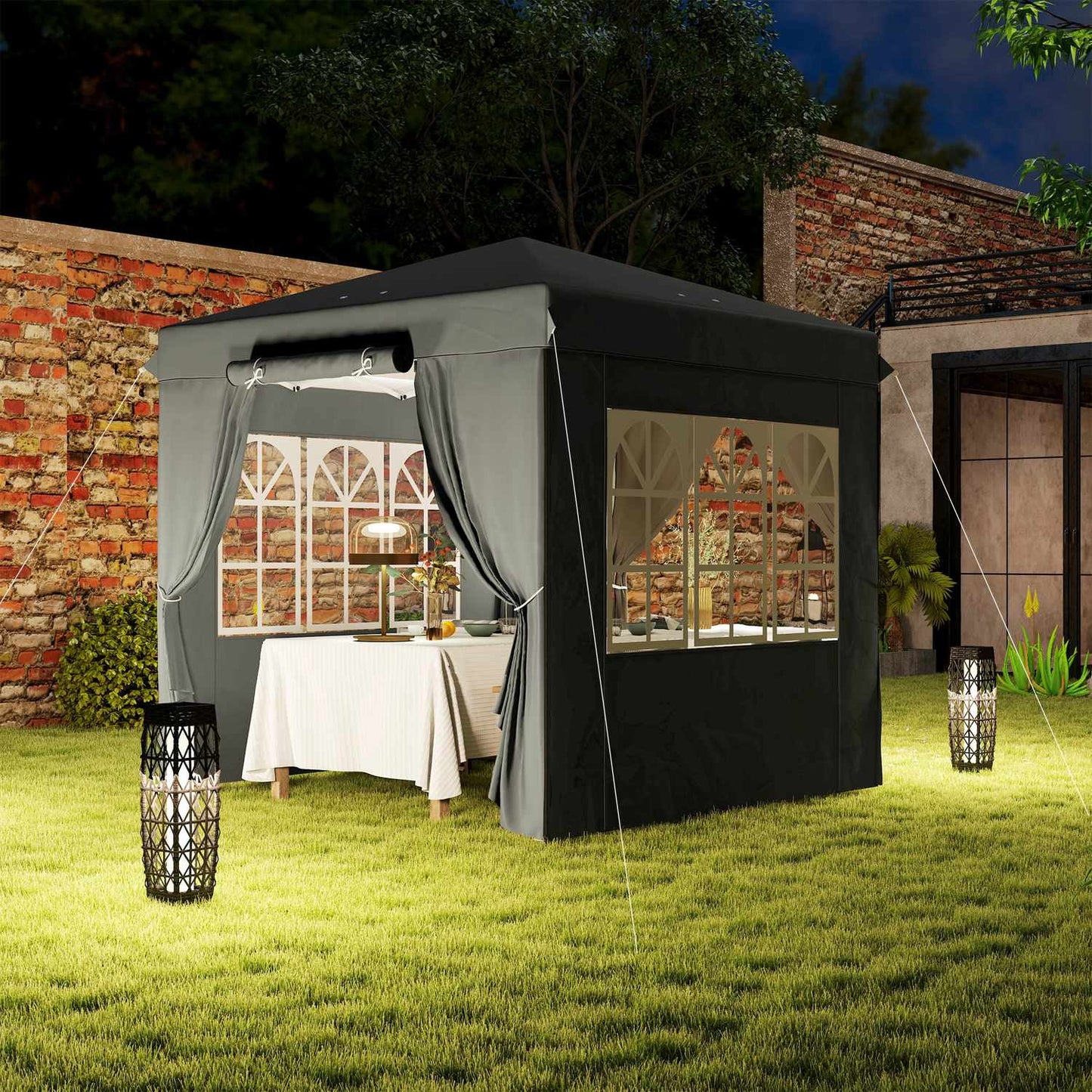Pop-Up Gazebo 2.5x2.5m, water-resistant, UV50+, dark grey