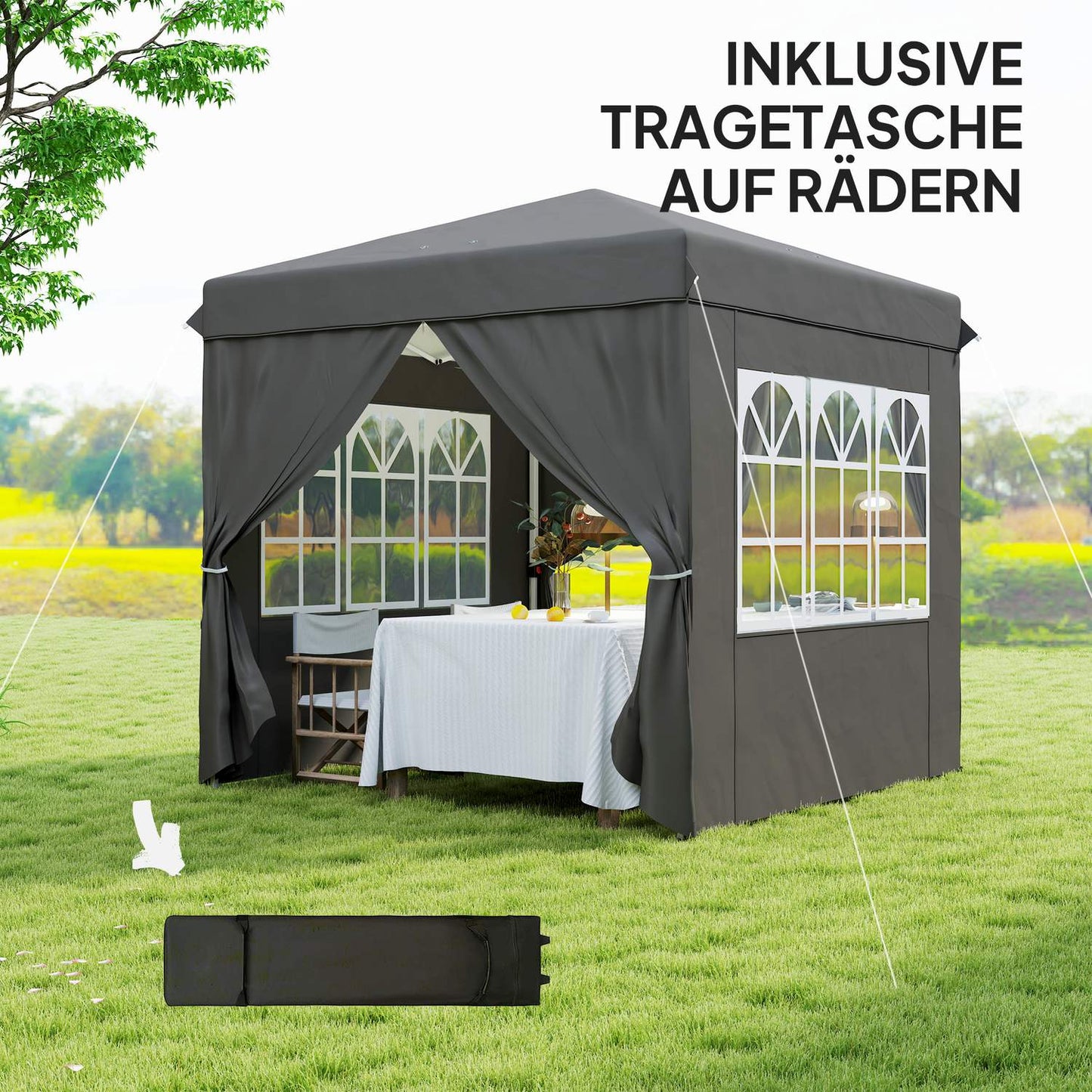 Pop-Up Gazebo 2.5x2.5m, water-resistant, UV50+, dark grey
