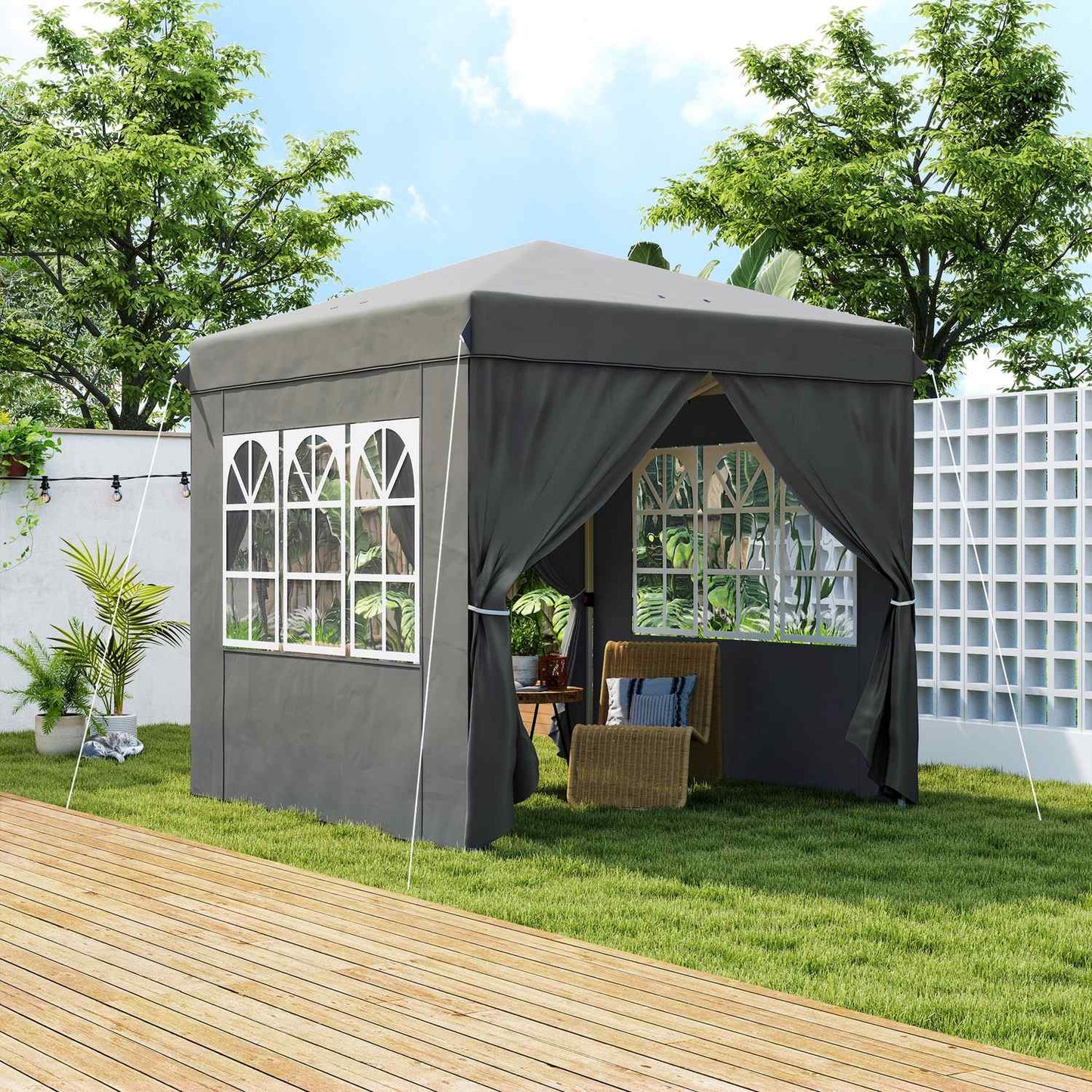 Pop-Up Gazebo 2.5x2.5m, water-resistant, UV50+, dark grey