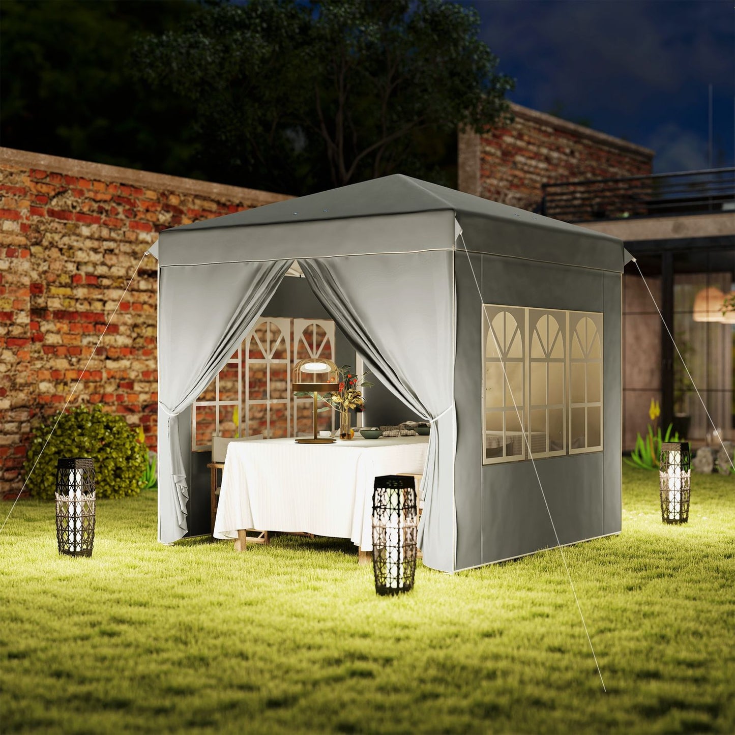 Pop-Up Gazebo 2.5 m, water-resistant, UV 50+, light grey