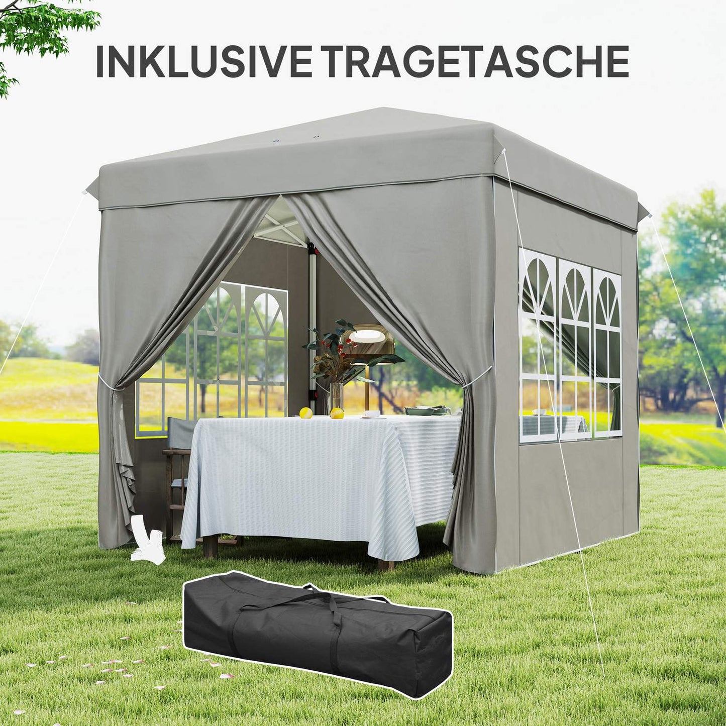 Pop-Up Gazebo 2.5 m, water-resistant, UV 50+, light grey