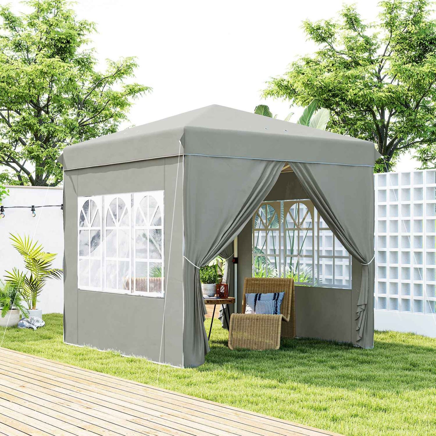 Pop-Up Gazebo 2.5 m, water-resistant, UV 50+, light grey