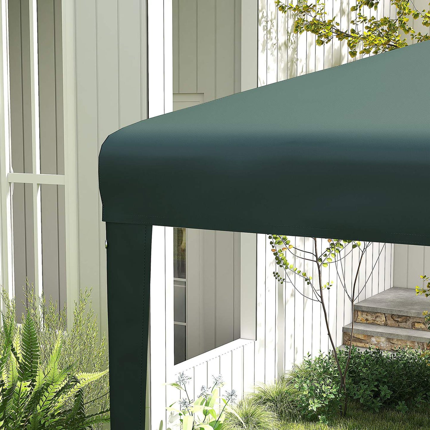 Garden gazebo in dark green steel, 2.7 x 2.7 m patio tent