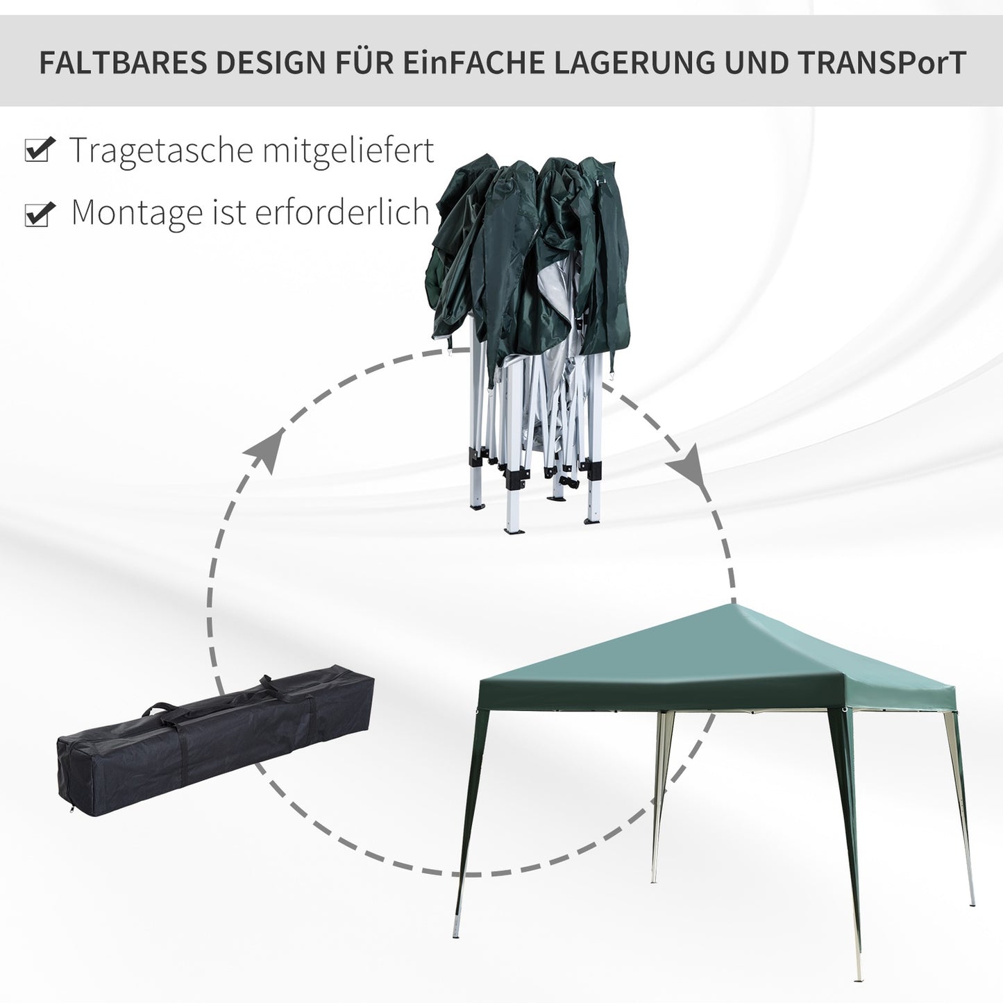 Pop-Up Gazebo 2.95x2.95M, UV-resistant collapsible steel frame
