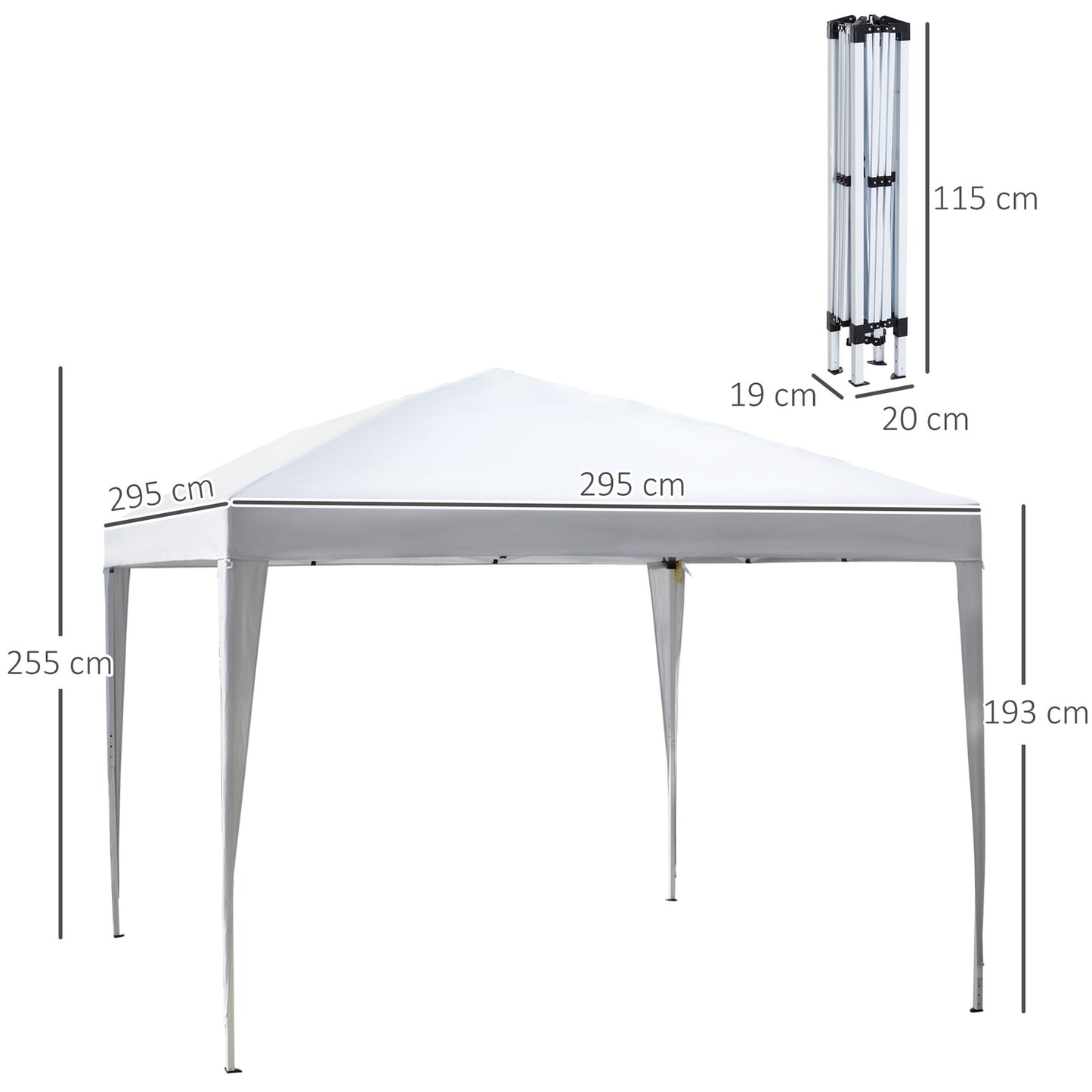 Pop-Up Gazebo 2.95x2.95M, UV-resistant, steel frame