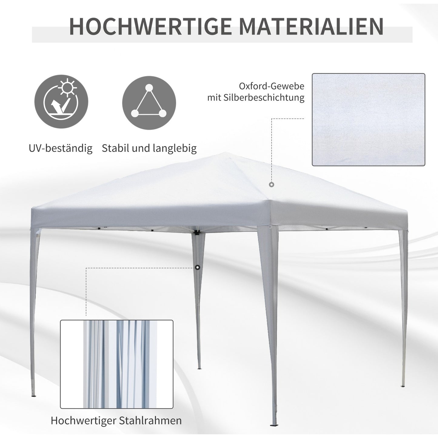 Pop-Up Gazebo 2.95x2.95M, UV-resistant, steel frame