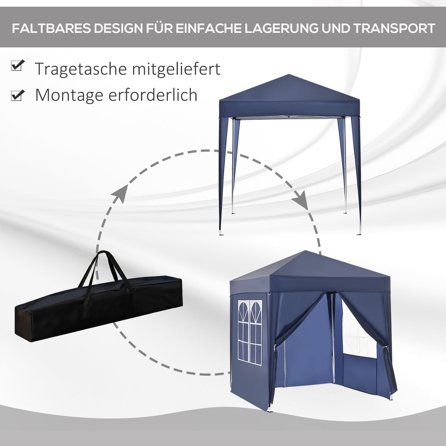 2x2M collapsible gazebo with 4 side walls and zipper
