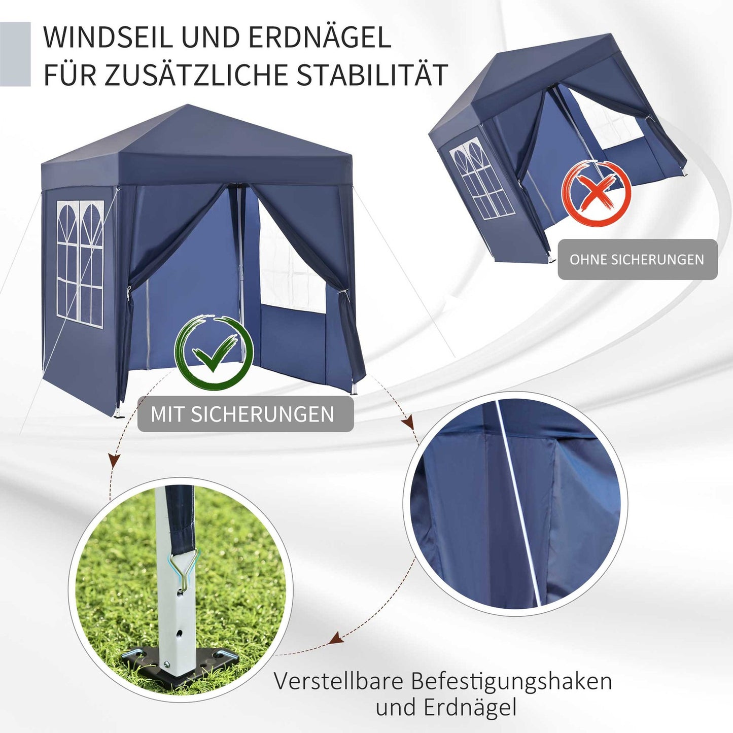 2x2M collapsible gazebo with 4 side walls and zipper