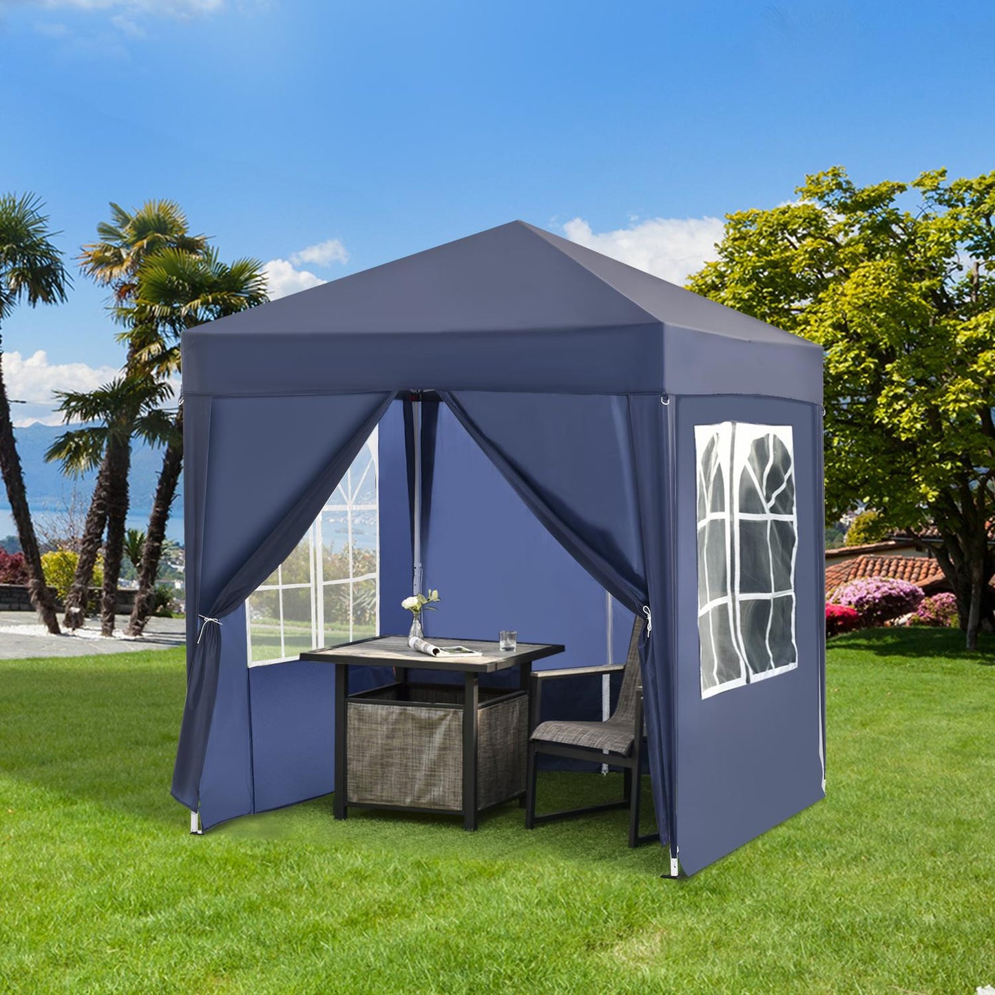 2x2M collapsible gazebo with 4 side walls and zipper