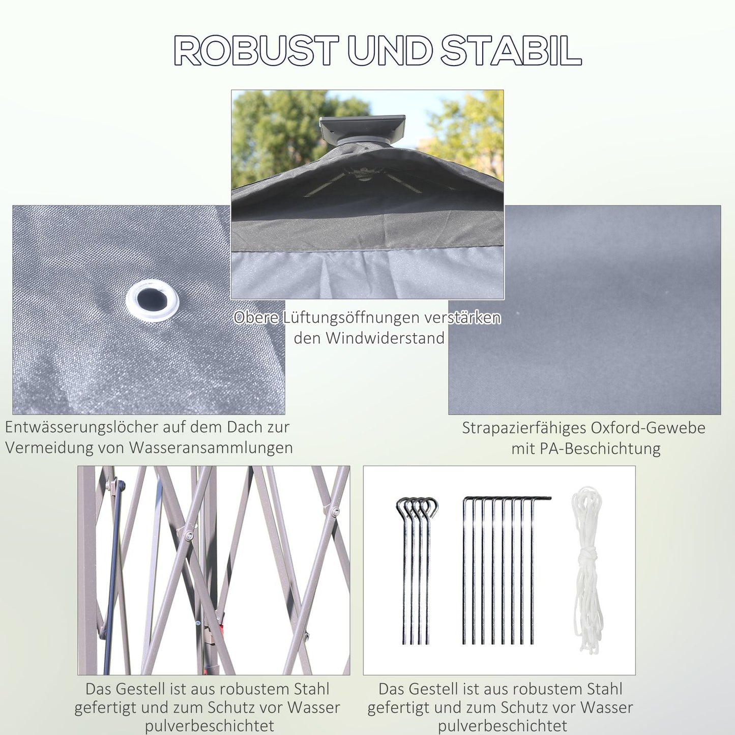 Pop-Up Gazebo 3.3x3.3M with LED, Mesh walls, Sun protection