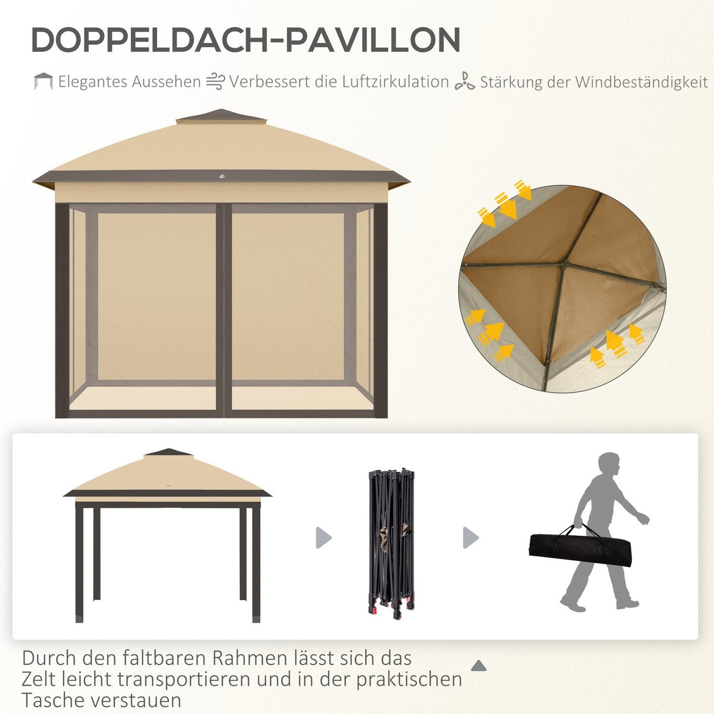 Pop-Up water-repellent gazebo, 3.3x3.3m, UV protection