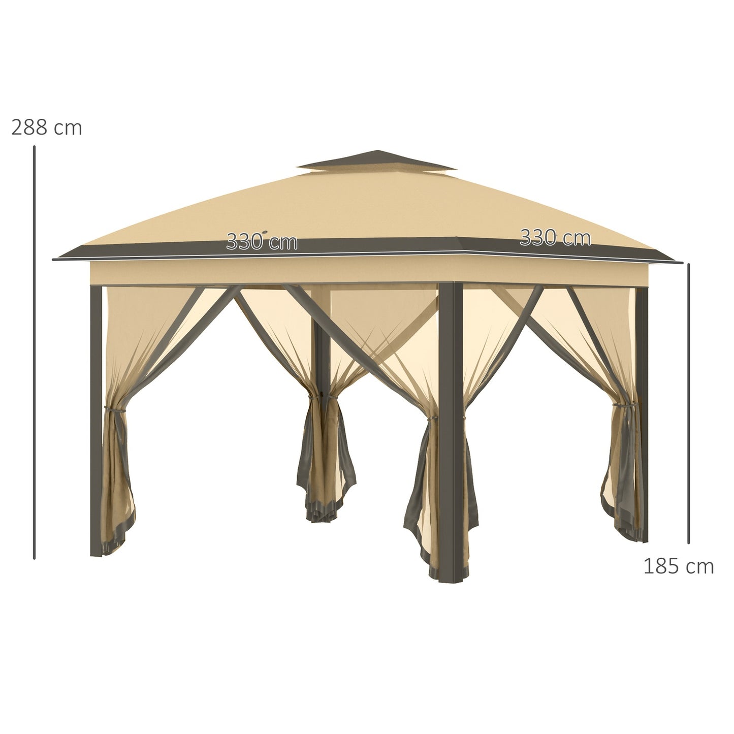Pop-Up water-repellent gazebo, 3.3x3.3m, UV protection