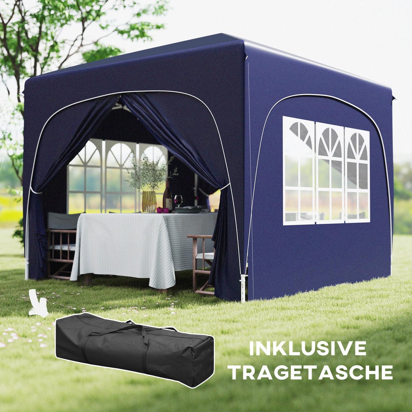 3x3m weatherproof Pop-Up Gazebo, UV50+, Dark blue